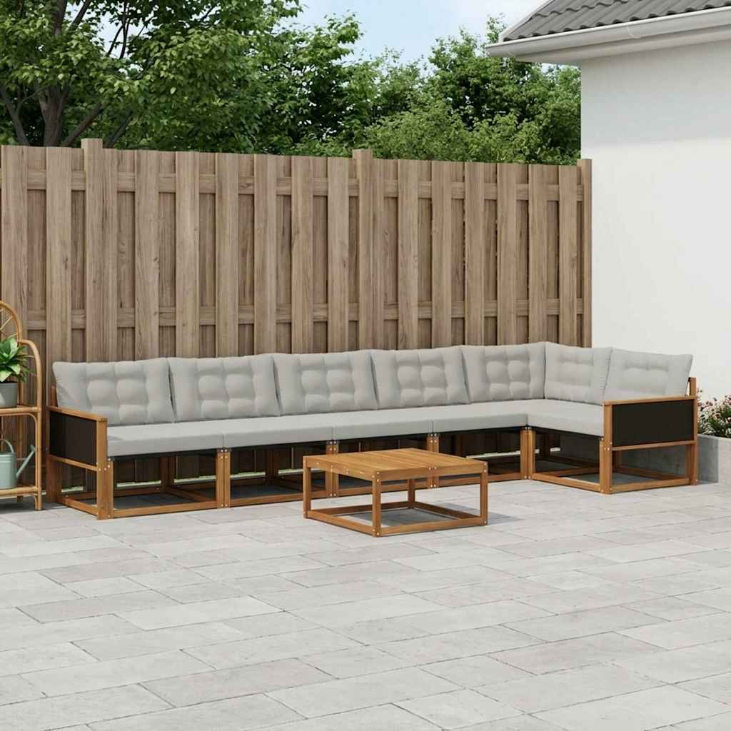 Set vanjskih sofa s jastukom 7 pcs Prirodna i svjetlosiva