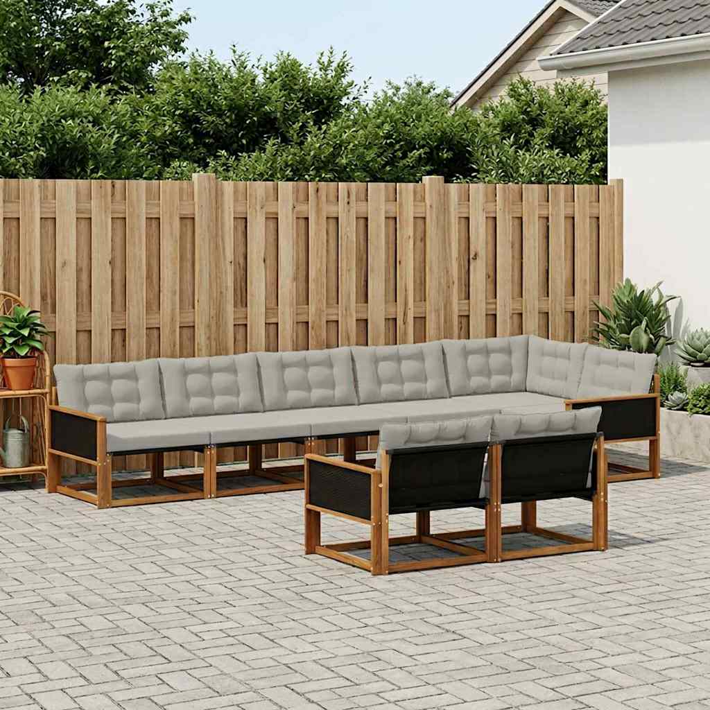 Set vanjskih sofa s jastukom 8 pcs Prirodna i svjetlosiva