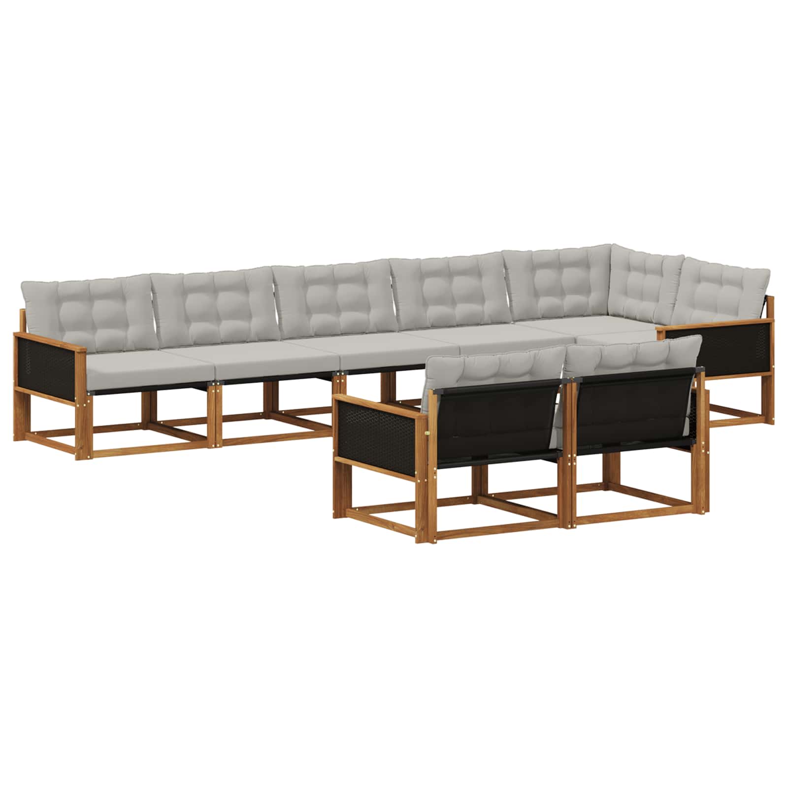 Set vanjskih sofa s jastukom 8 pcs Prirodna i svjetlosiva