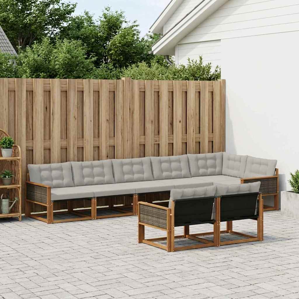 Set vanjskih sofa s jastukom 8 pcs Prirodna i svjetlosiva
