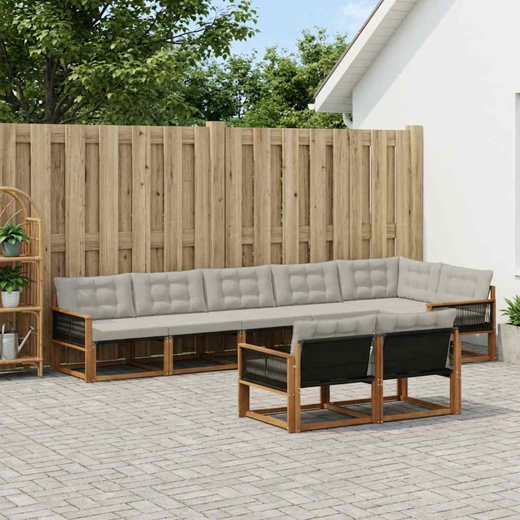 Set vanjskih sofa s jastukom 8 pcs Prirodna i svjetlosiva