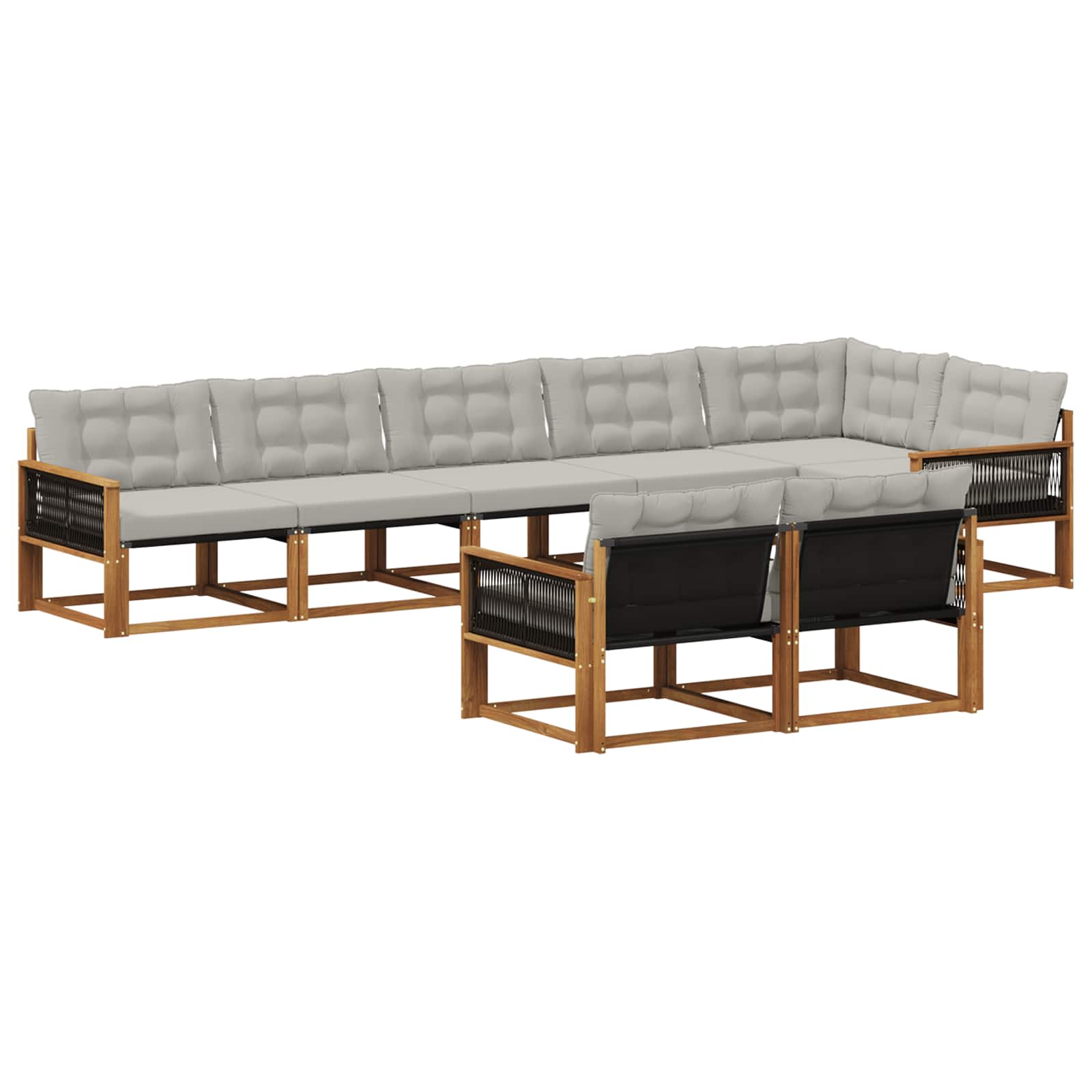 Set vanjskih sofa s jastukom 8 pcs Prirodna i svjetlosiva