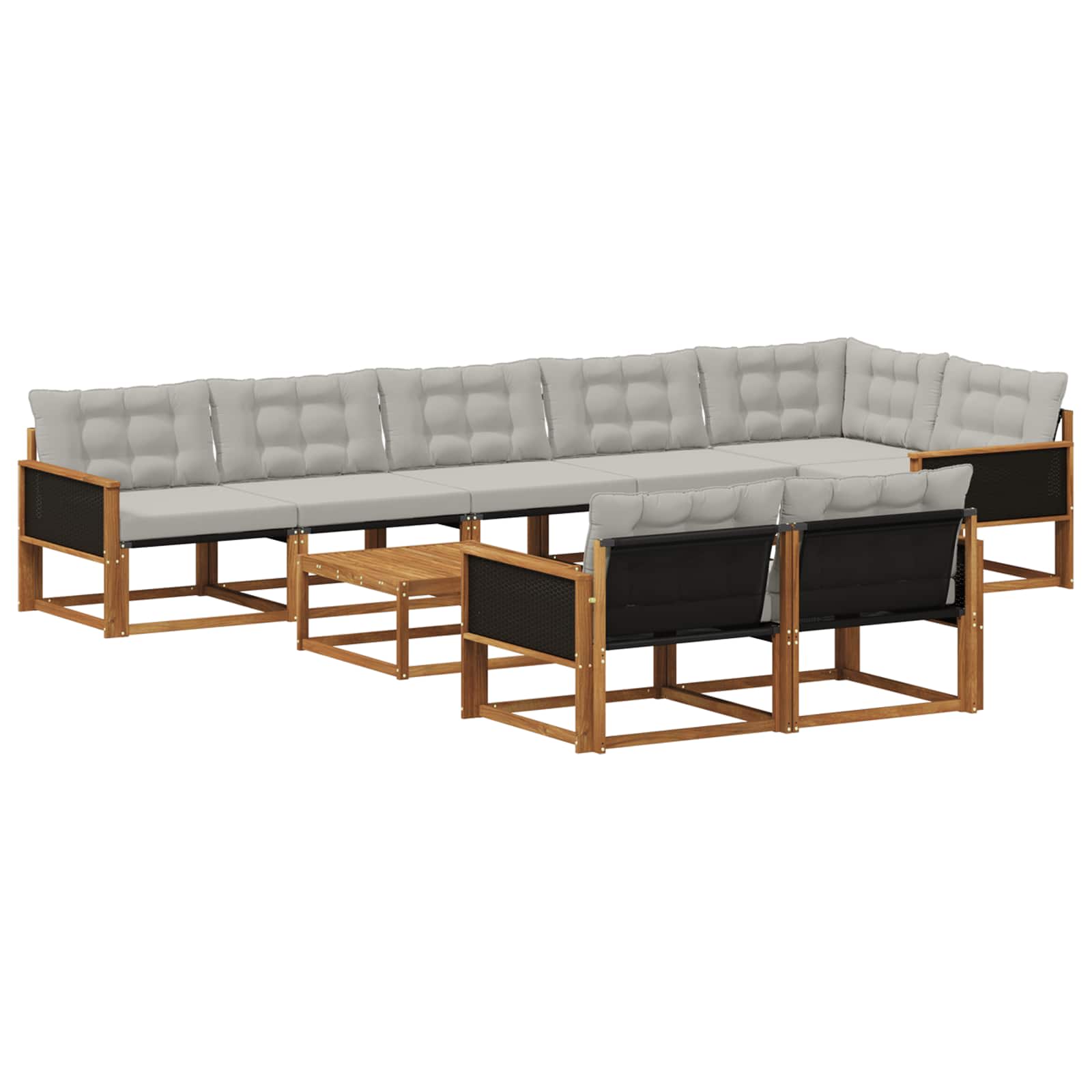 Set vanjskih sofa s jastukom 9 pcs Prirodna i svjetlosiva