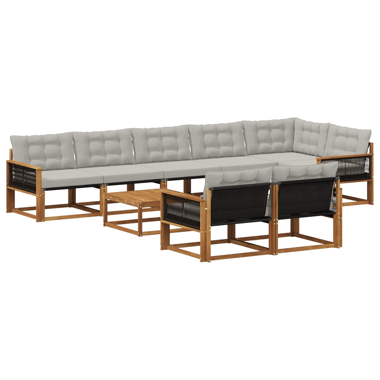 Set vanjskih sofa s jastukom 9 pcs Prirodna i svjetlosiva