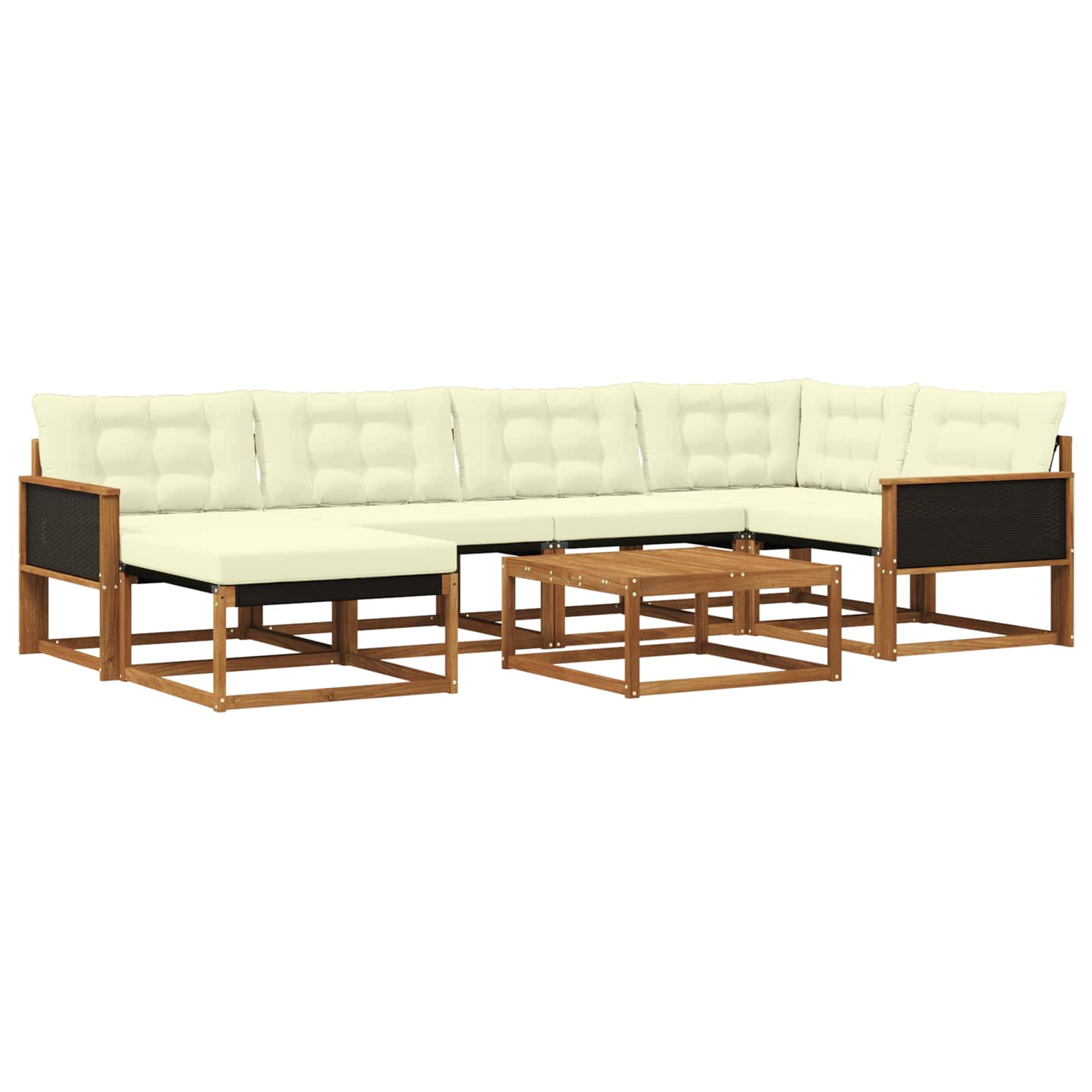 Set vanjskih sofa 7 pcs Prirodna i krem Čvrsto drvo akacije