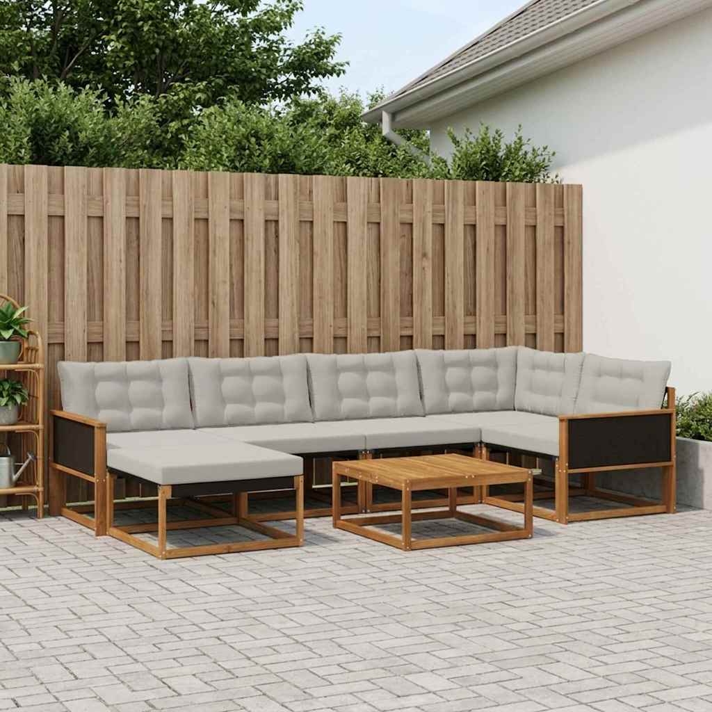 Set vanjskih sofa s jastukom 7 pcs Prirodna i svjetlosiva
