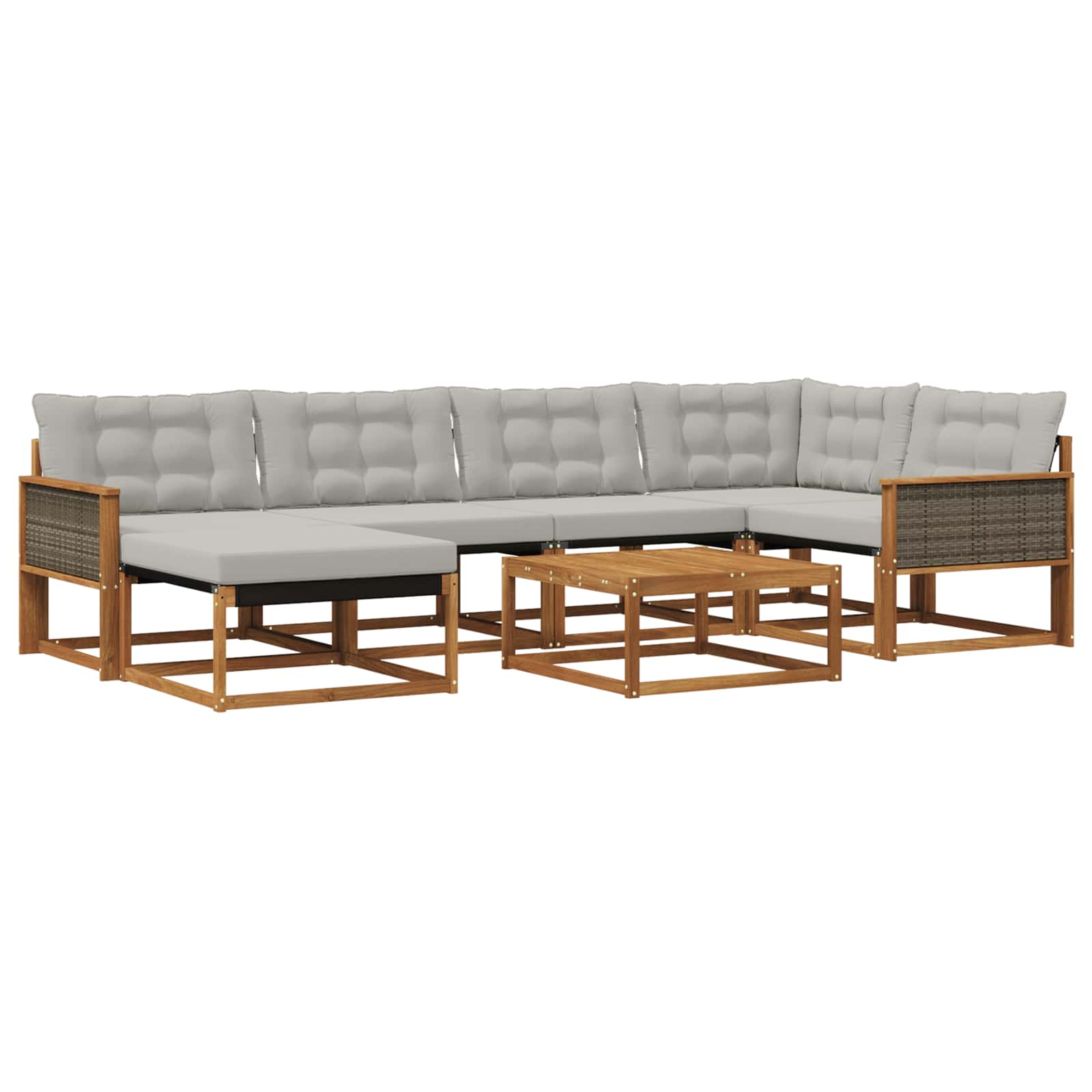 Set vanjskih sofa s jastukom 7 pcs Prirodna i svjetlosiva