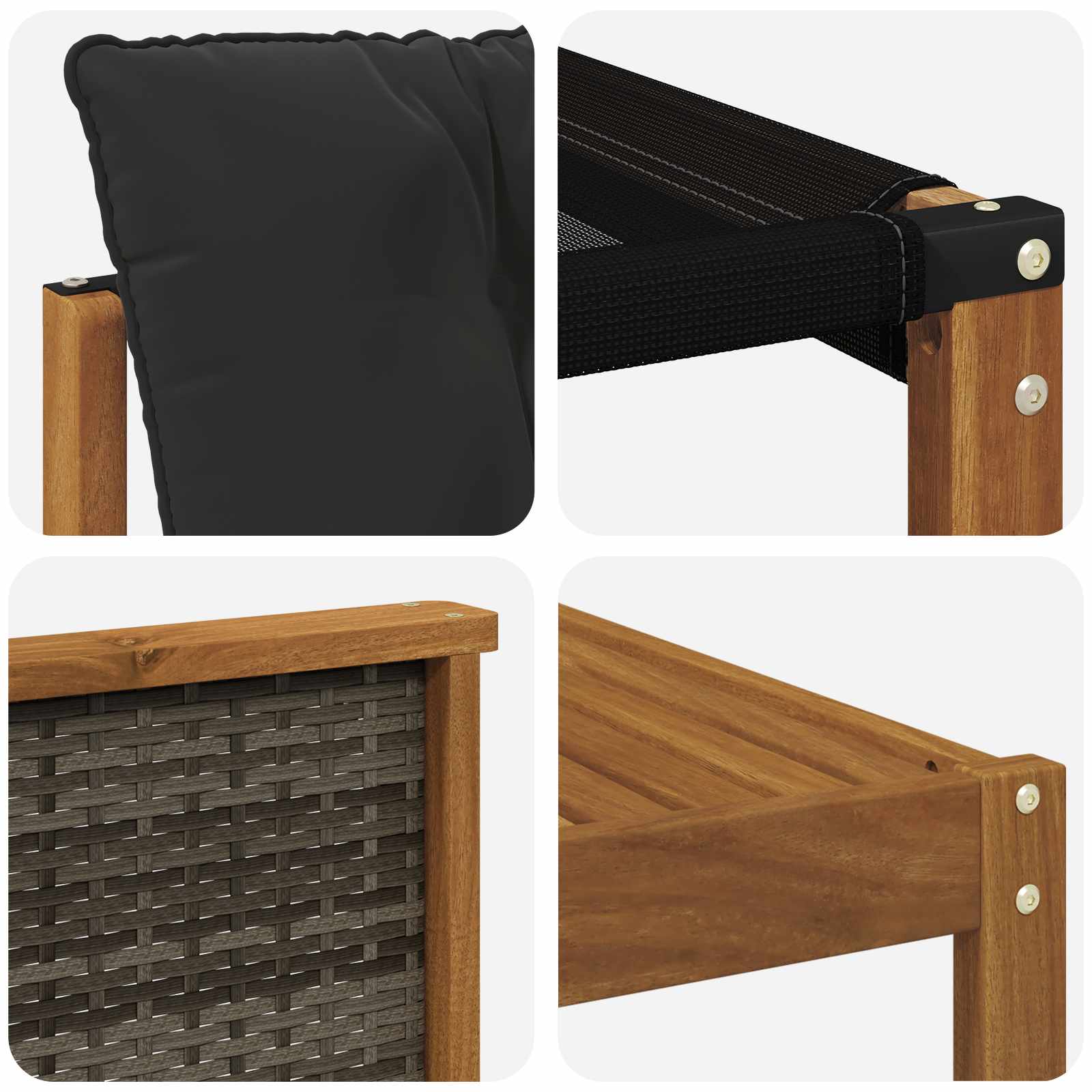 Set vanjskih sofa 7 pcs Prirodna i crna Čvrsto drvo akacije