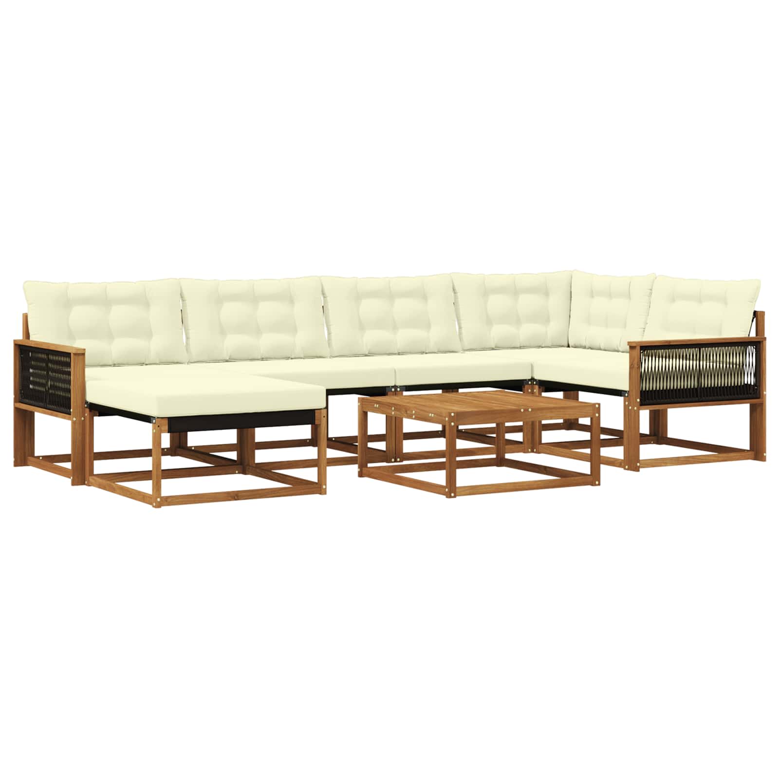 Set vanjskih sofa 7 pcs Prirodna i krem Čvrsto drvo akacije
