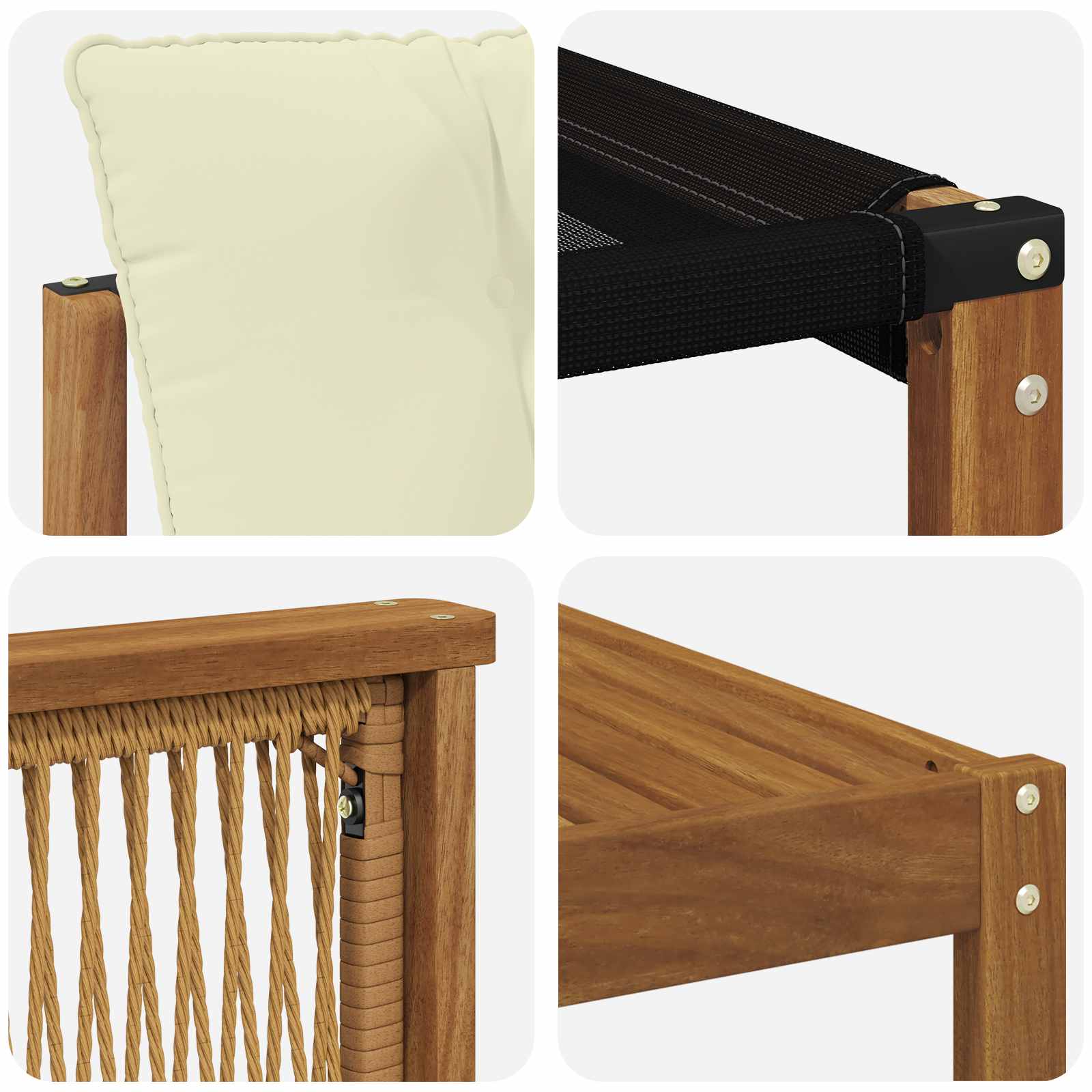 Set vanjskih sofa 7 pcs Prirodna i krem Čvrsto drvo akacije
