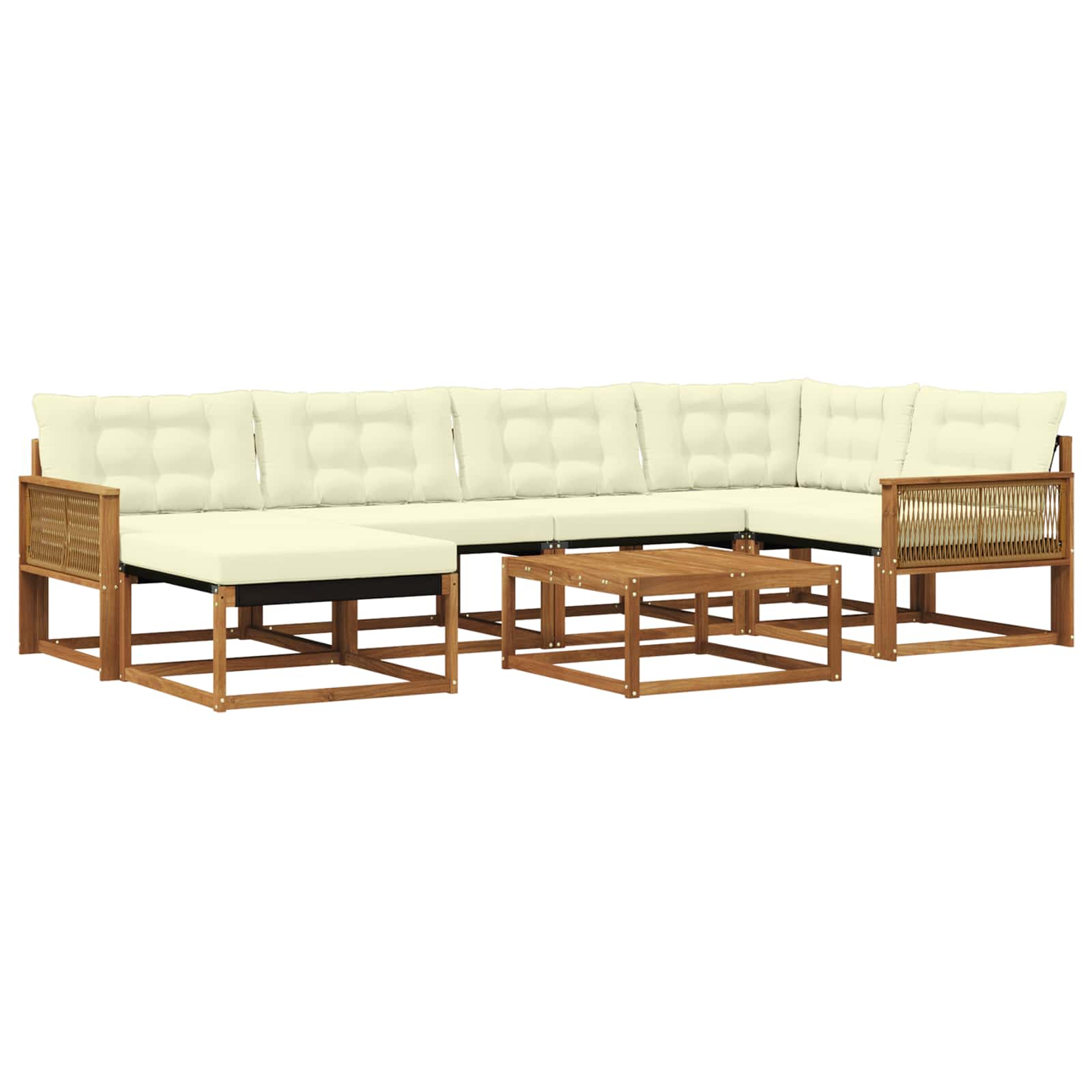 Set vanjskih sofa 7 pcs Prirodna i krem Čvrsto drvo akacije