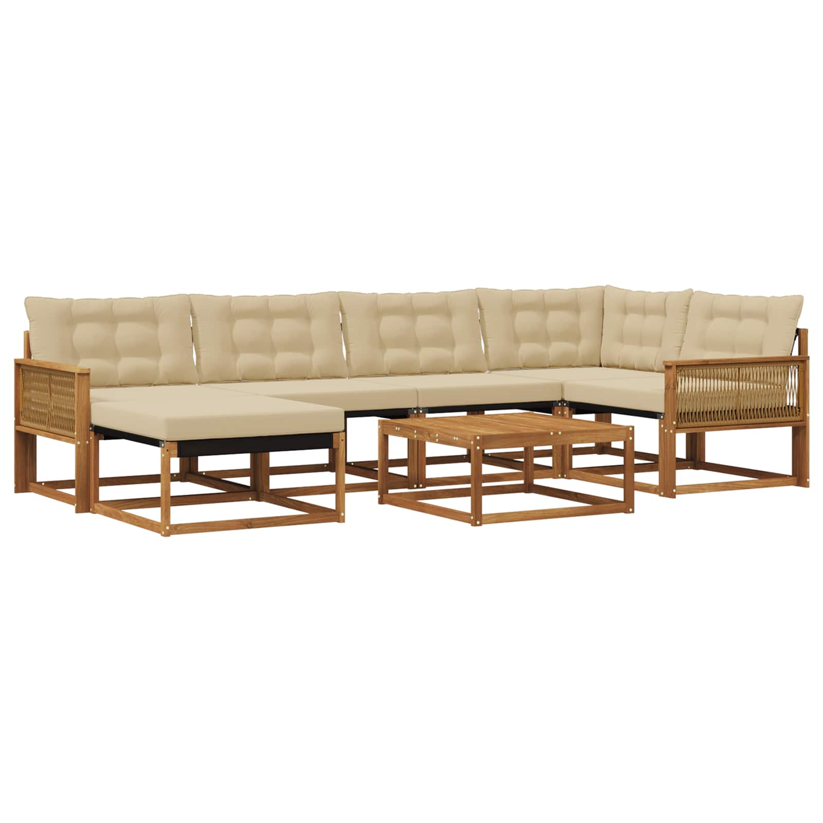 Set vanjskih sofa 7 pcs Prirodna i bež Čvrsto drvo akacije