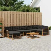 Set vanjskih sofa 8 pcs Prirodna i crna Čvrsto drvo akacije