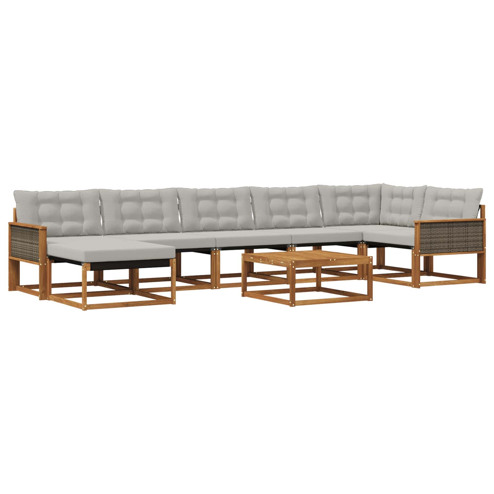 Set vanjskih sofa s jastukom 8 pcs Prirodna i svjetlosiva