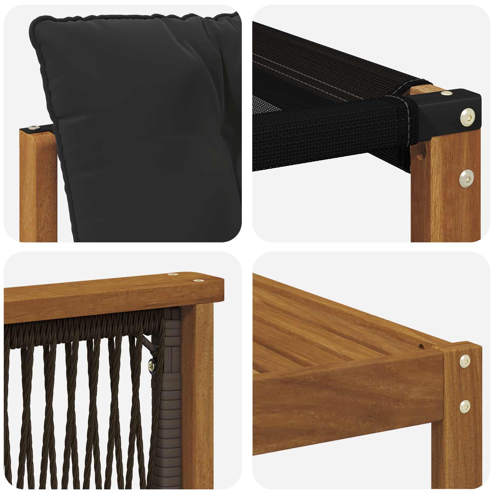 Set vanjskih sofa 8 pcs Prirodna i crna Čvrsto drvo akacije