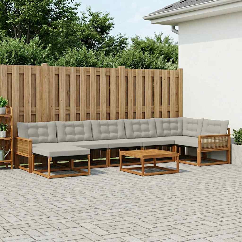 Set vanjskih sofa s jastukom 8 pcs Prirodna i svjetlosiva