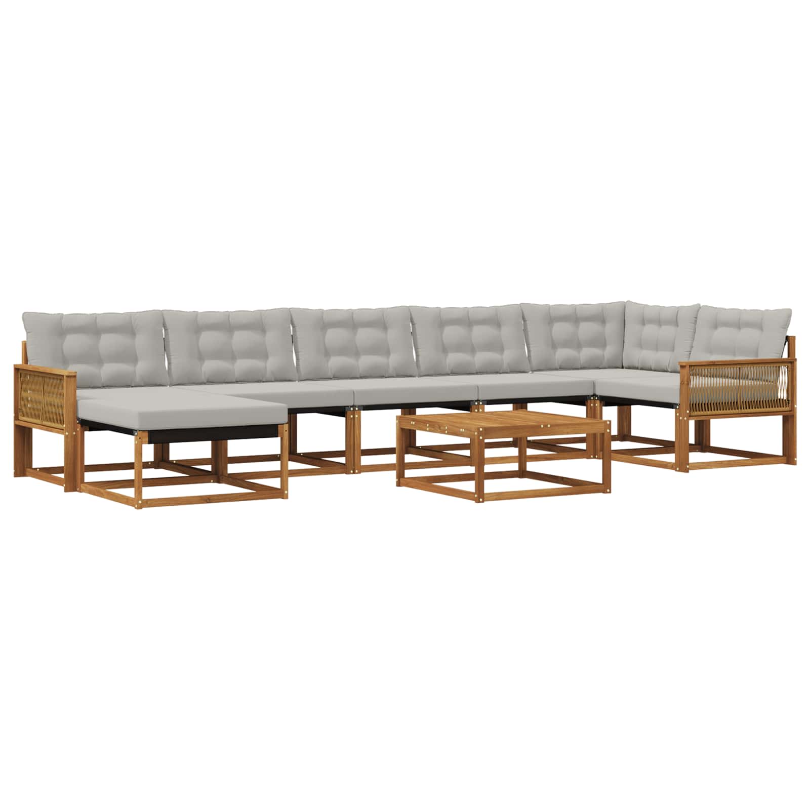 Set vanjskih sofa s jastukom 8 pcs Prirodna i svjetlosiva