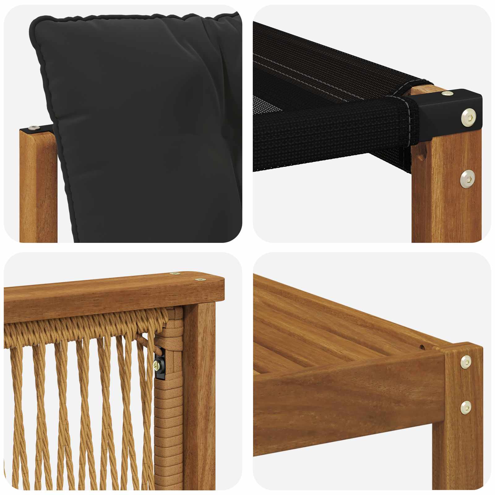 Set vanjskih sofa 8 pcs Prirodna i crna Čvrsto drvo akacije