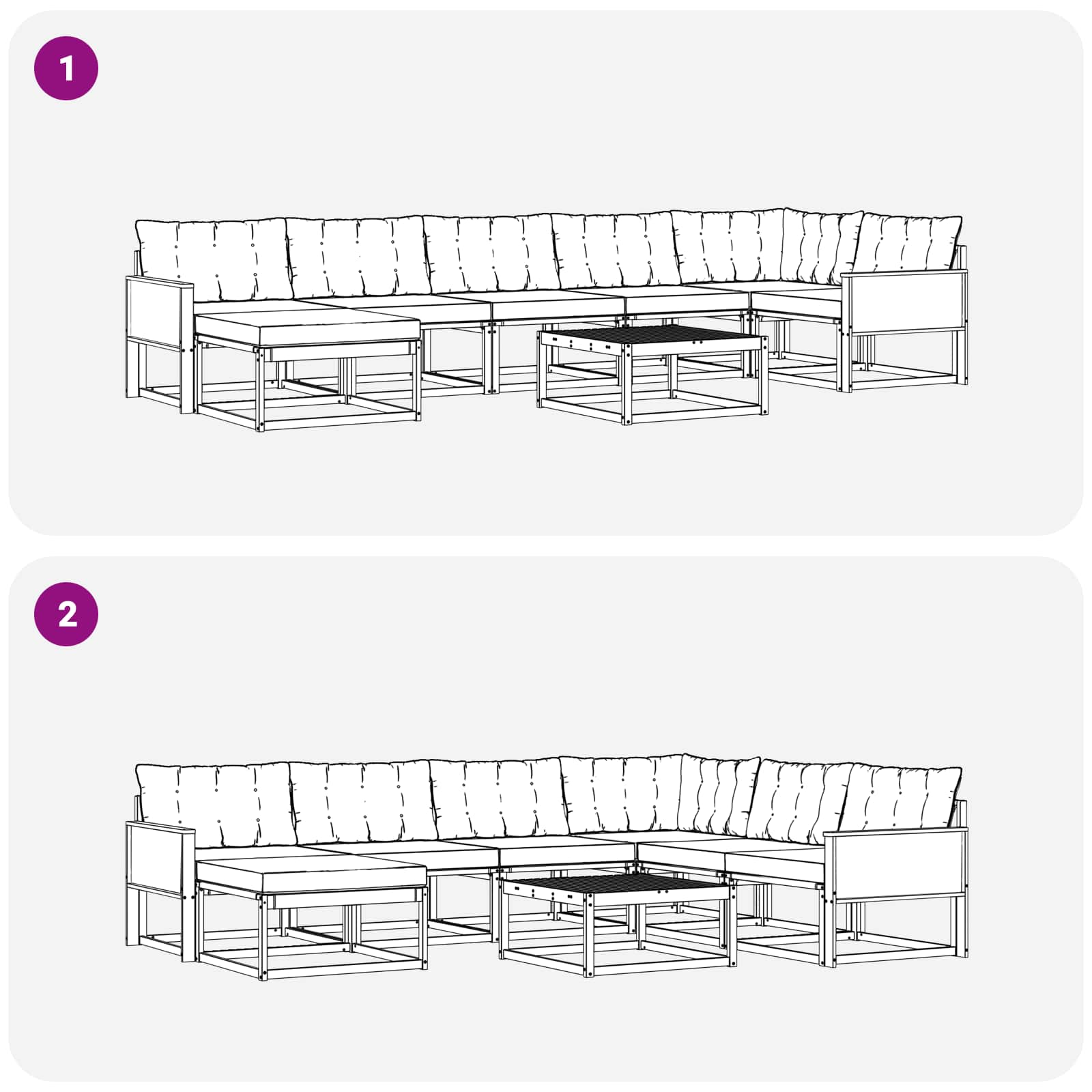 Set vanjskih sofa 8 pcs Prirodna i crna Čvrsto drvo akacije
