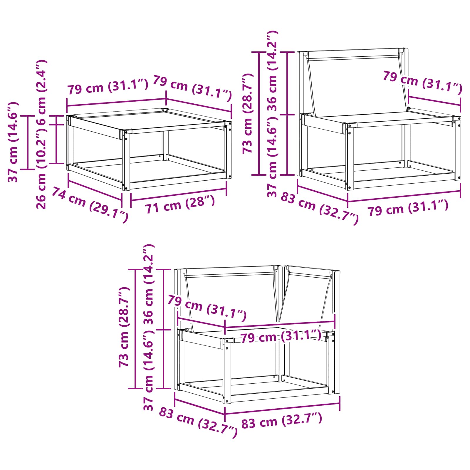 Set vanjskih sofa s jastukom 8 pcs Prirodna i svjetlosiva