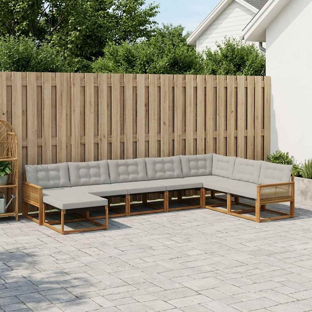 Set vanjskih sofa s jastukom 8 pcs Prirodna i svjetlosiva