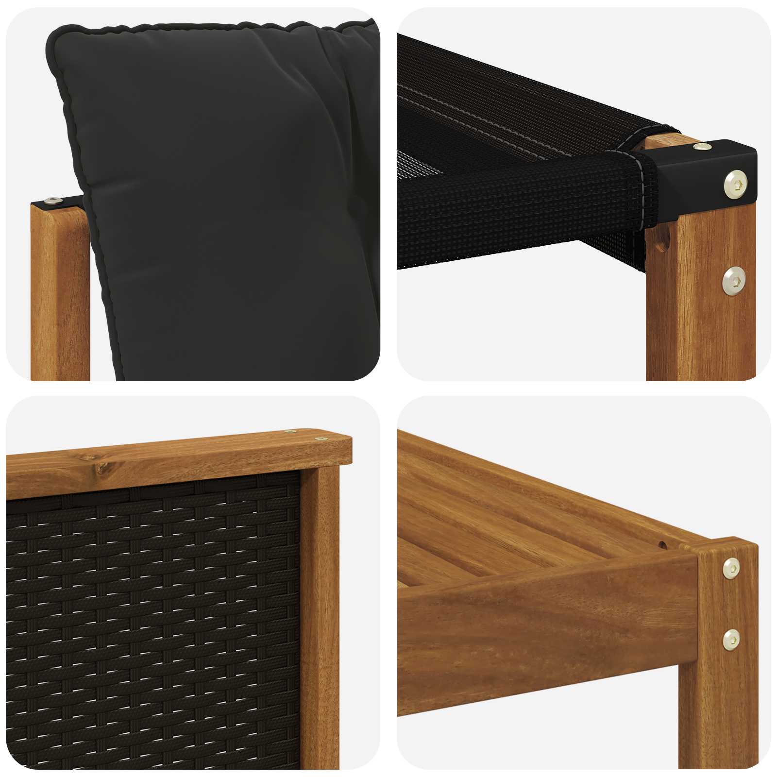 Set vanjskih sofa 9 pcs Prirodna i crna Čvrsto drvo akacije