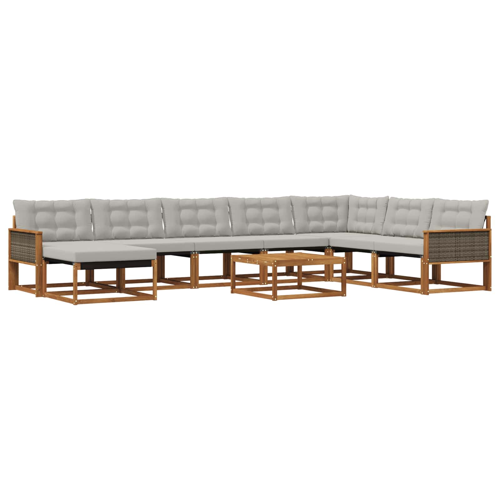 Set vanjskih sofa s jastukom 9 pcs Prirodna i svjetlosiva