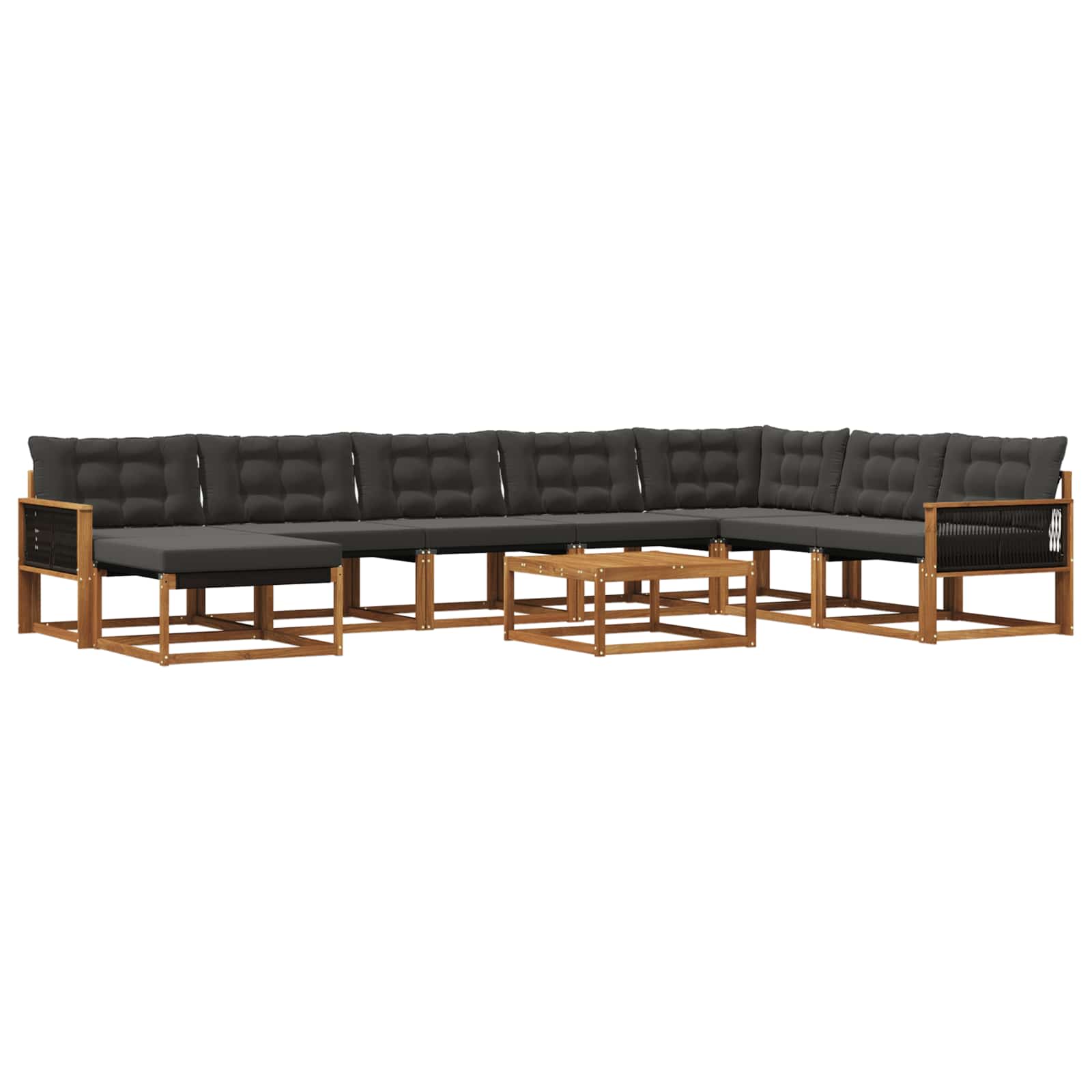 Set vanjskih sofa 9 pcs Prirodna i crna Čvrsto drvo akacije