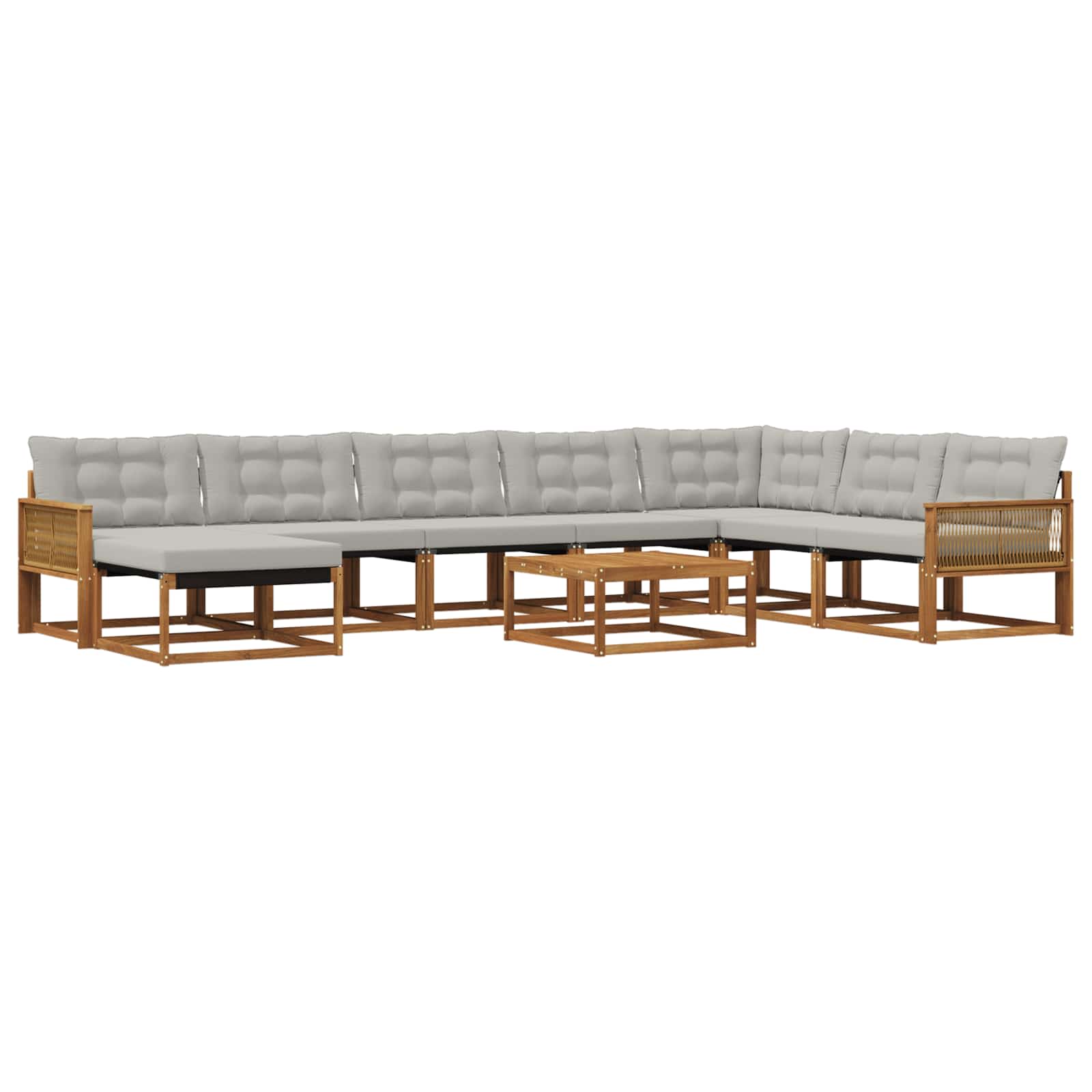Set vanjskih sofa s jastukom 9 pcs Prirodna i svjetlosiva