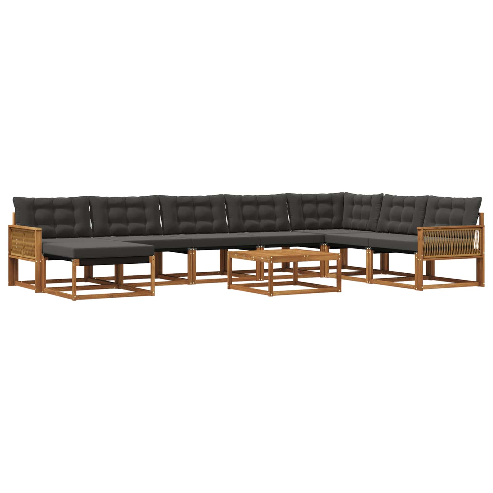 Set vanjskih sofa 9 pcs Prirodna i crna Čvrsto drvo akacije