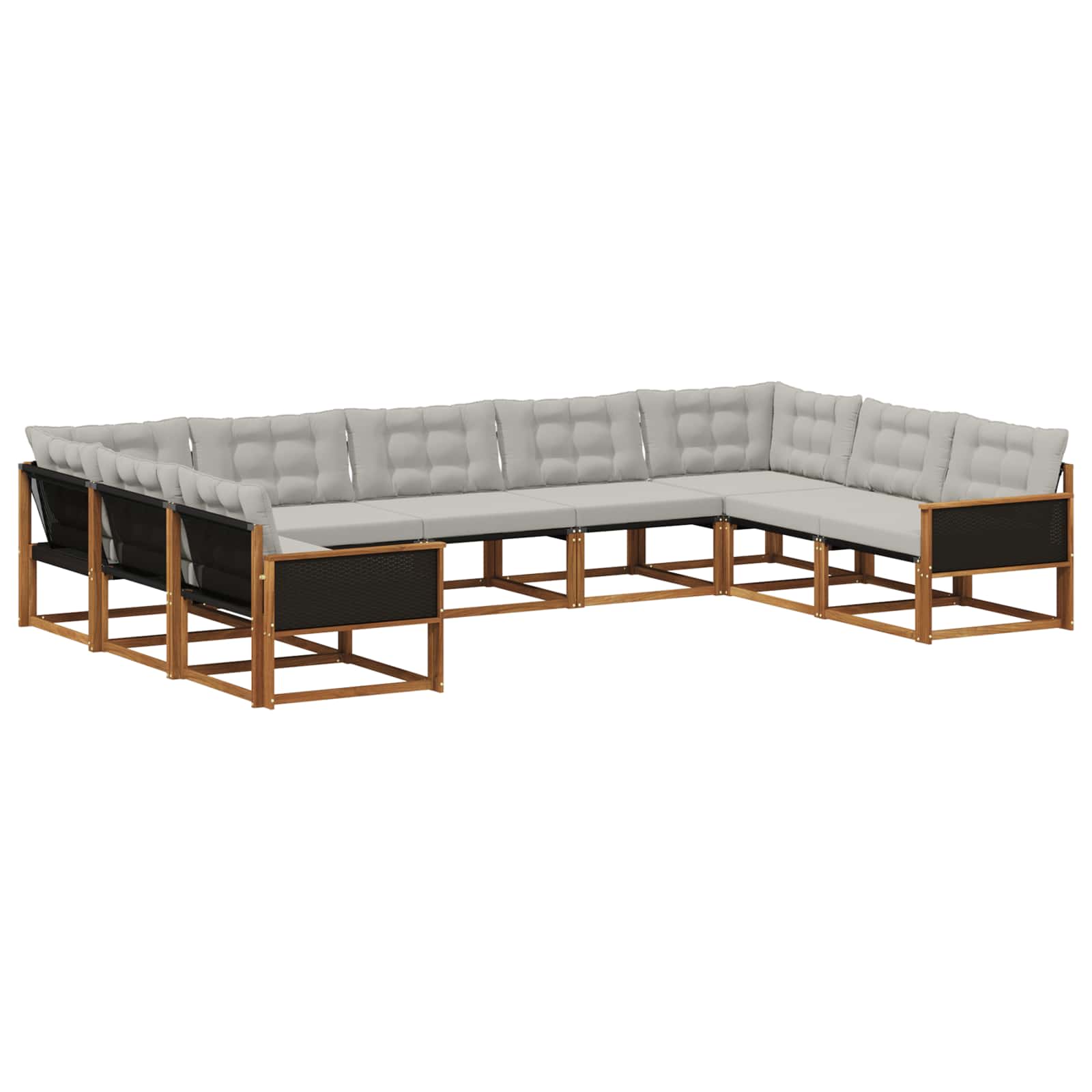 Set vanjskih sofa s jastukom 9 pcs Prirodna i svjetlosiva