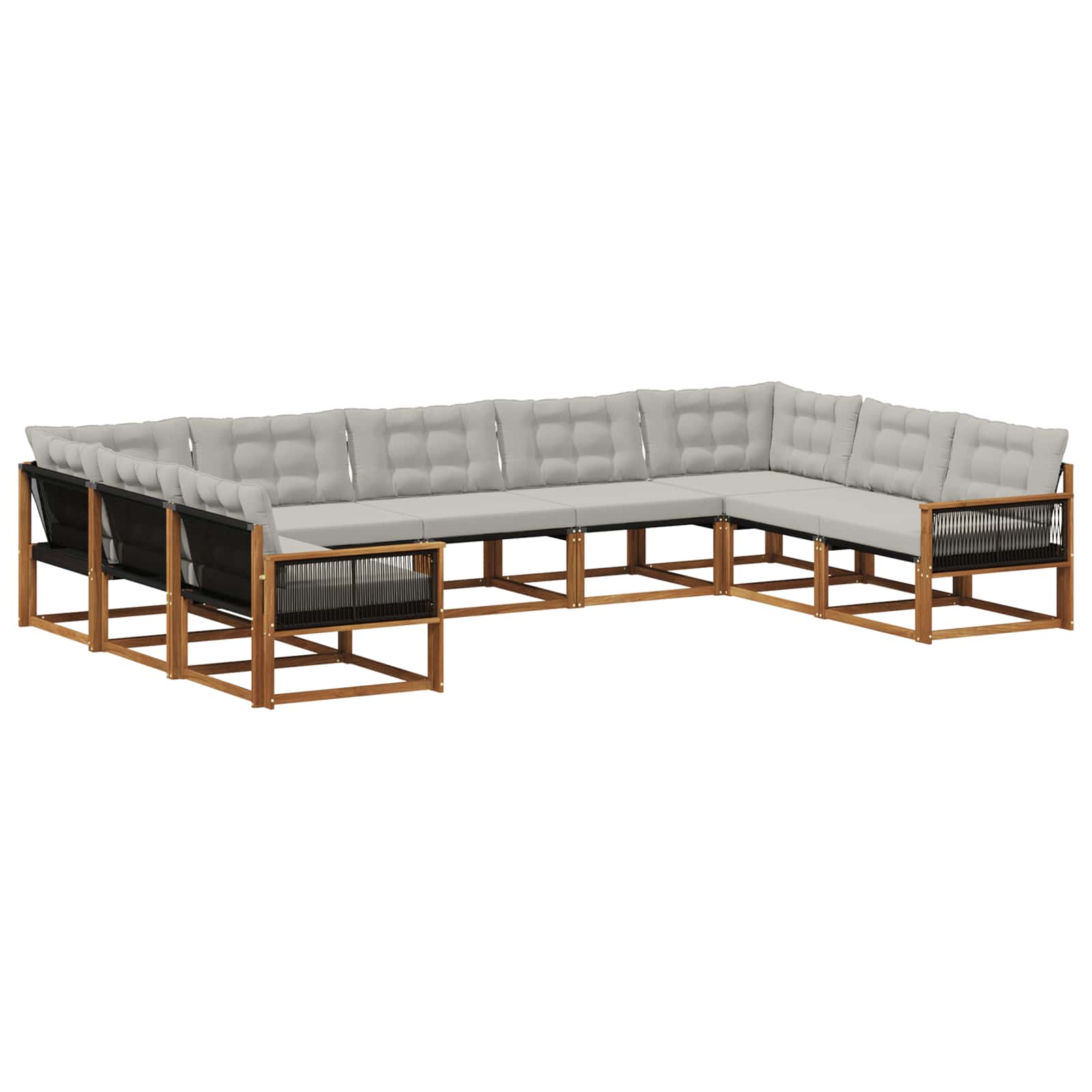 Set vanjskih sofa s jastukom 9 pcs Prirodna i svjetlosiva