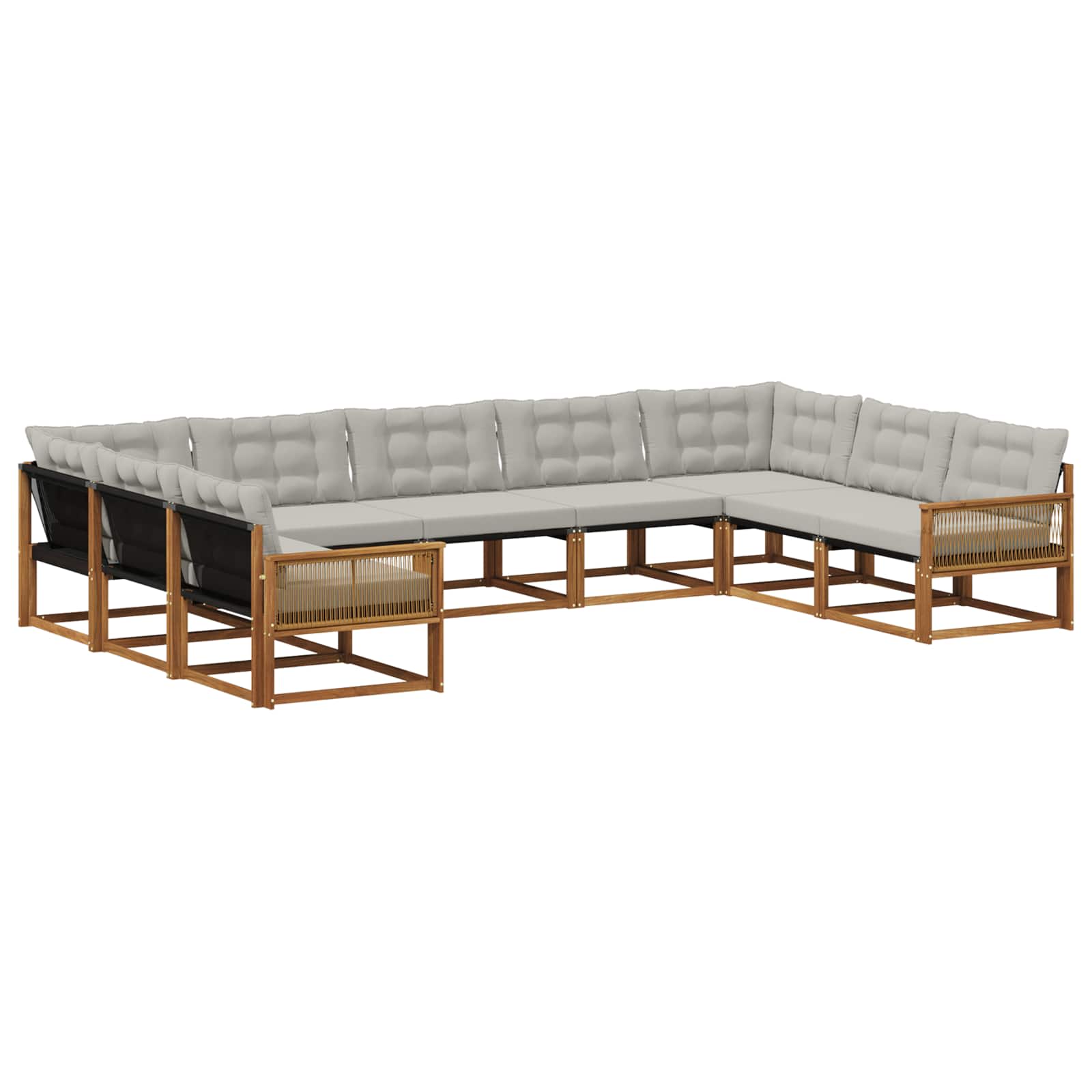 Set vanjskih sofa s jastukom 9 pcs Prirodna i svjetlosiva