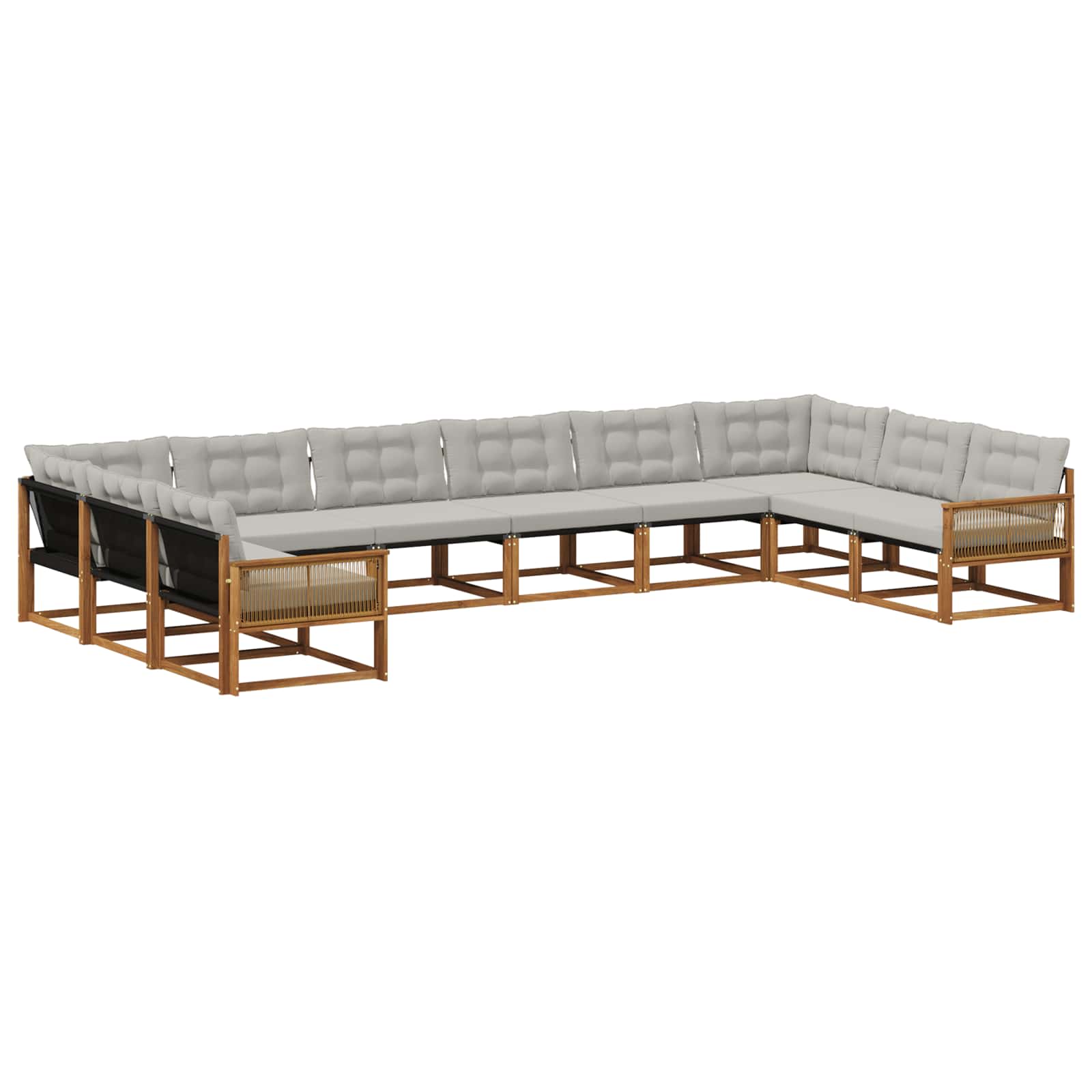 Set vanjskih sofa s jastukom 10 pcs Prirodna i svjetlosiva