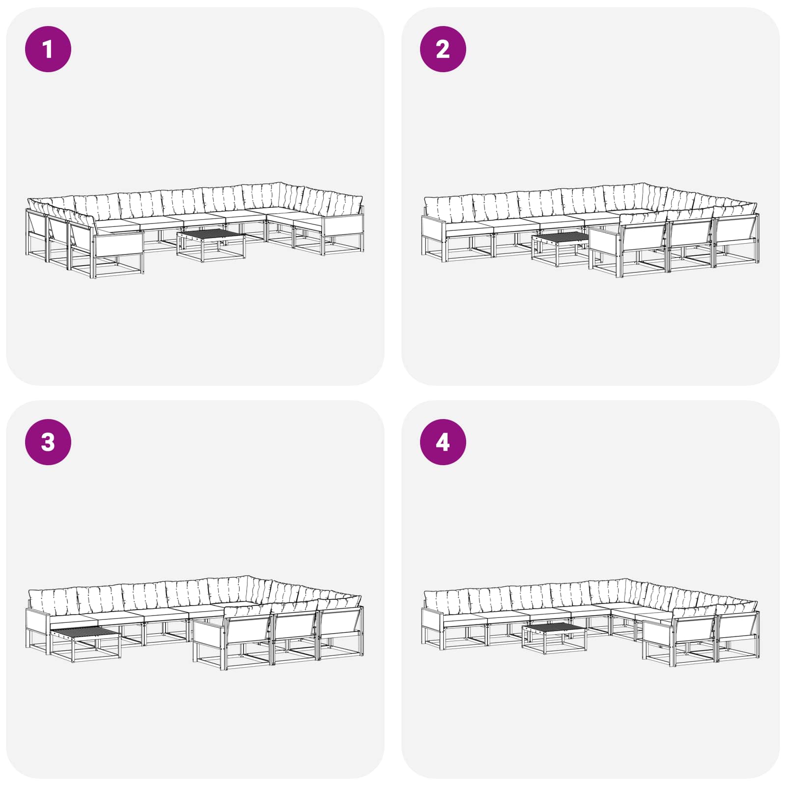 Set vanjskih sofa s jastukom 11 pcs Prirodna i bež