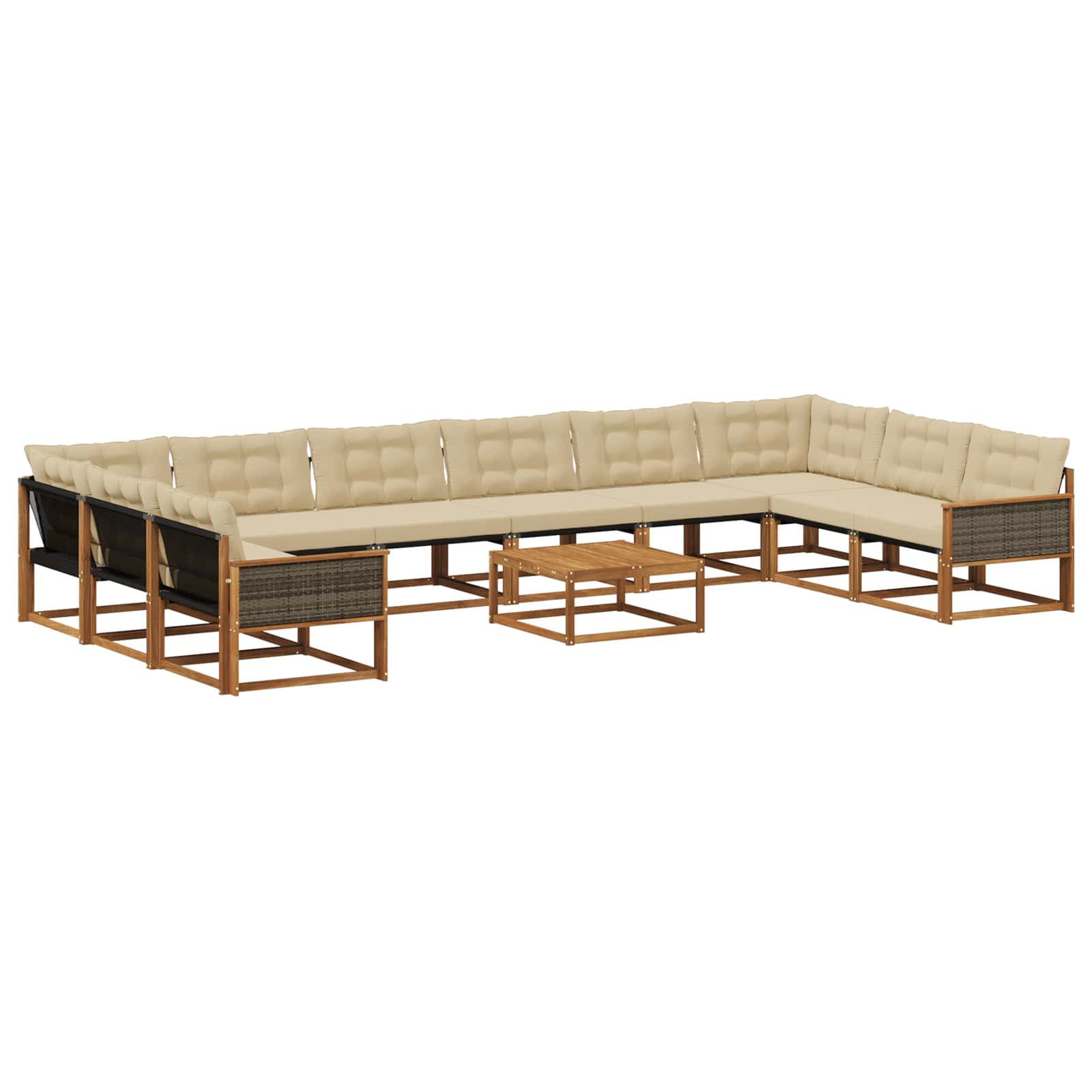 Set vanjskih sofa s jastukom 11 pcs Prirodna i bež