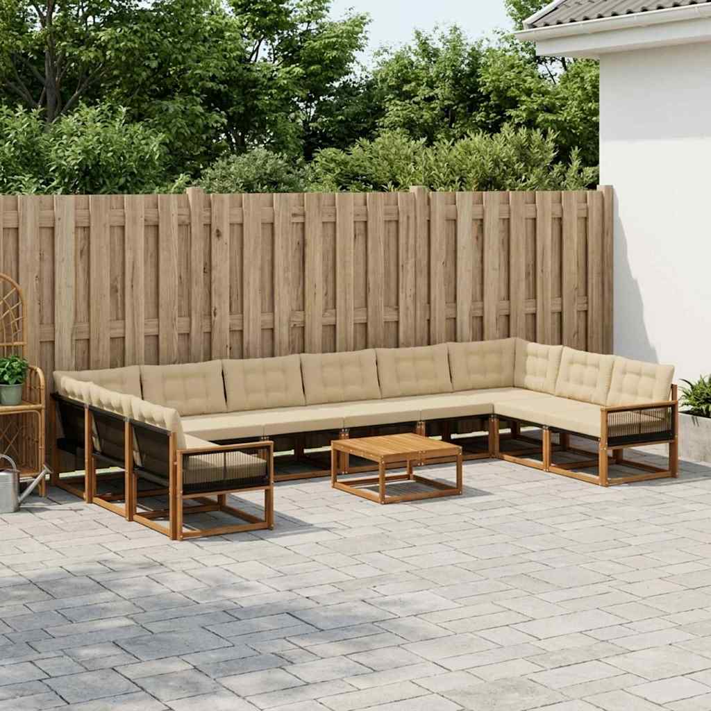 Set vanjskih sofa s jastukom 11 pcs Prirodna i bež