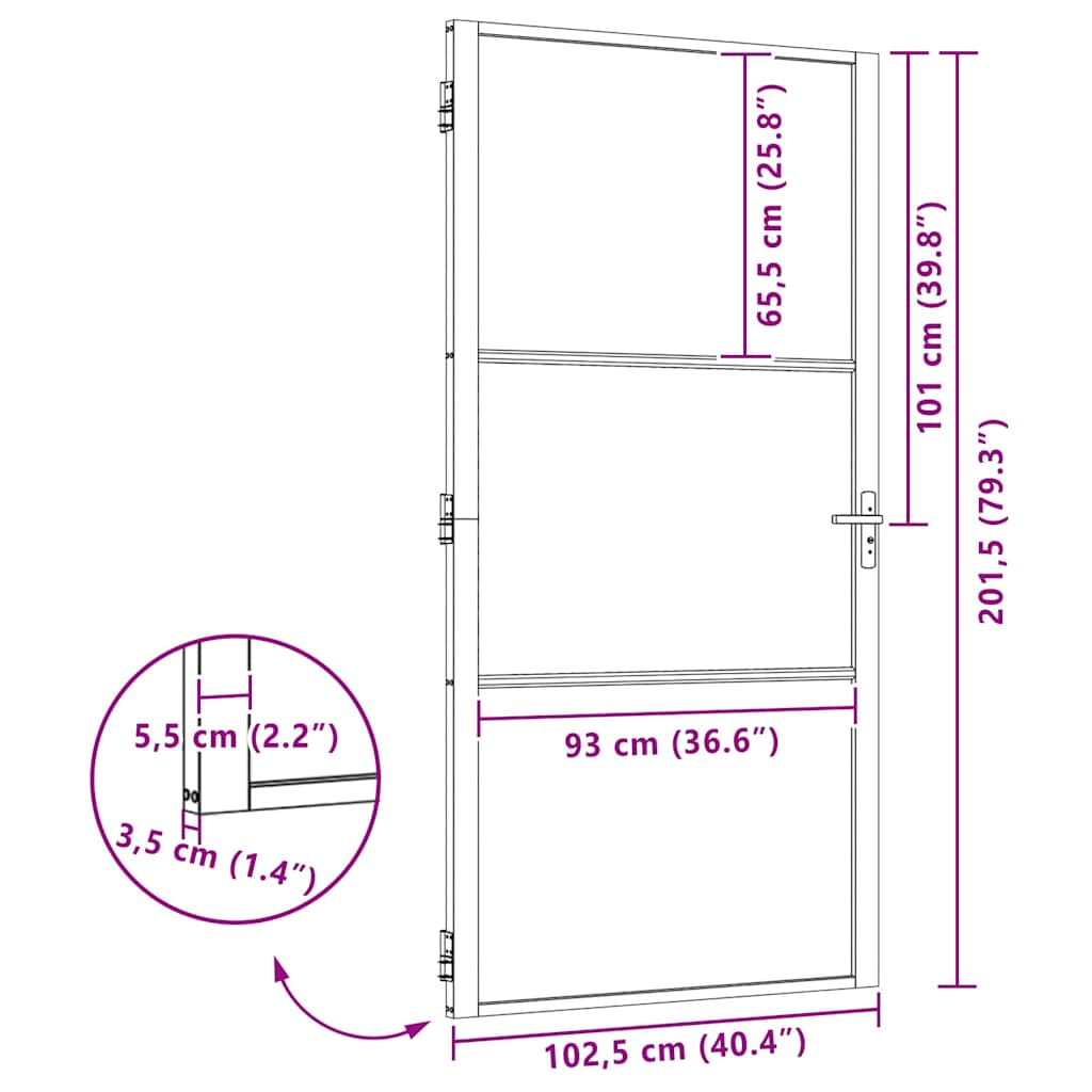 Staklena vrata Prugasti Crna 102,5 x 3,5 x 201,5 cm Aluminij