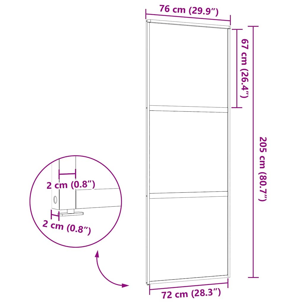 Staklena vrata Rezbarija Crna 76 x 2 x 205 cm Aluminij
