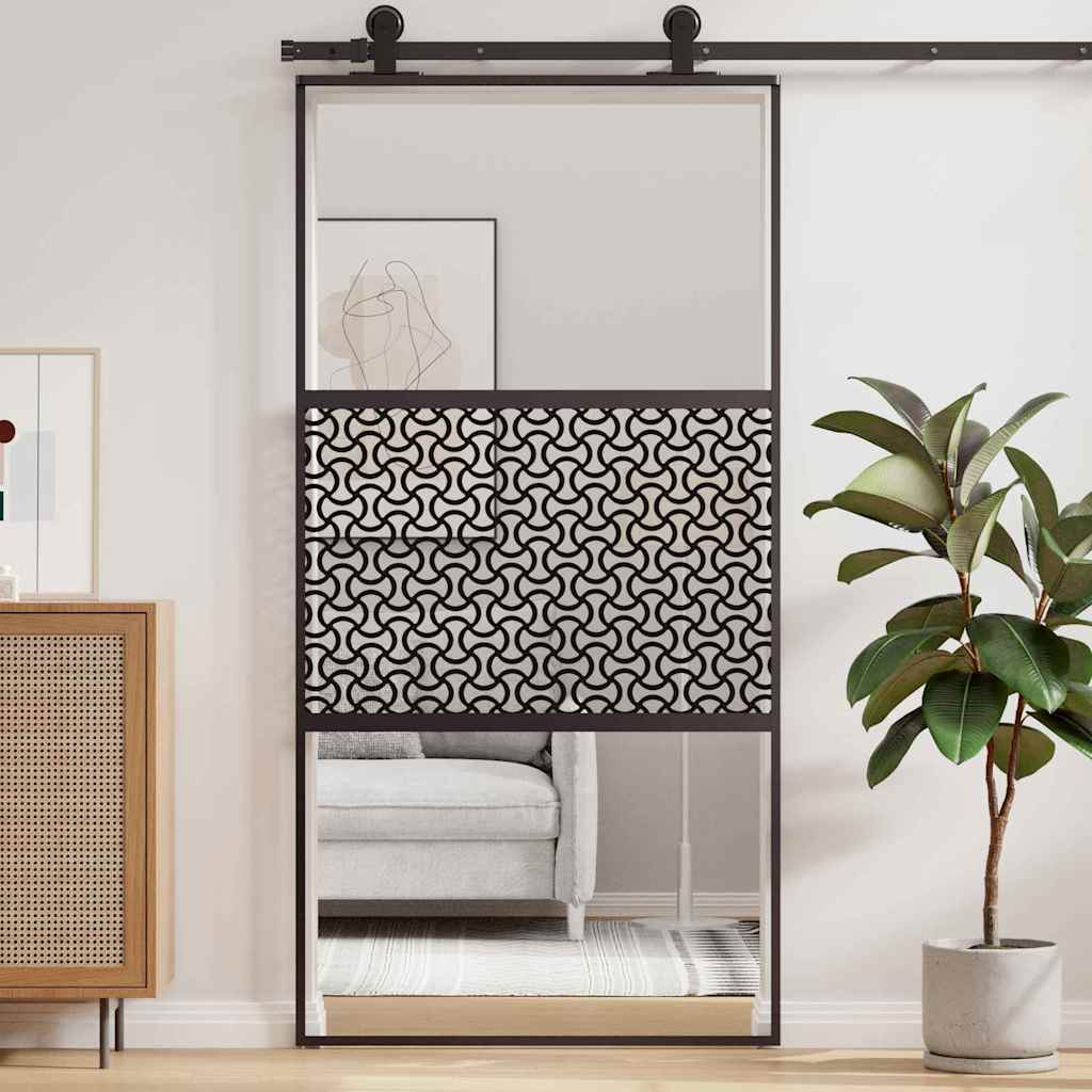 Staklena vrata Rezbarija Crna 102,5 x 2 x 205 cm Aluminij