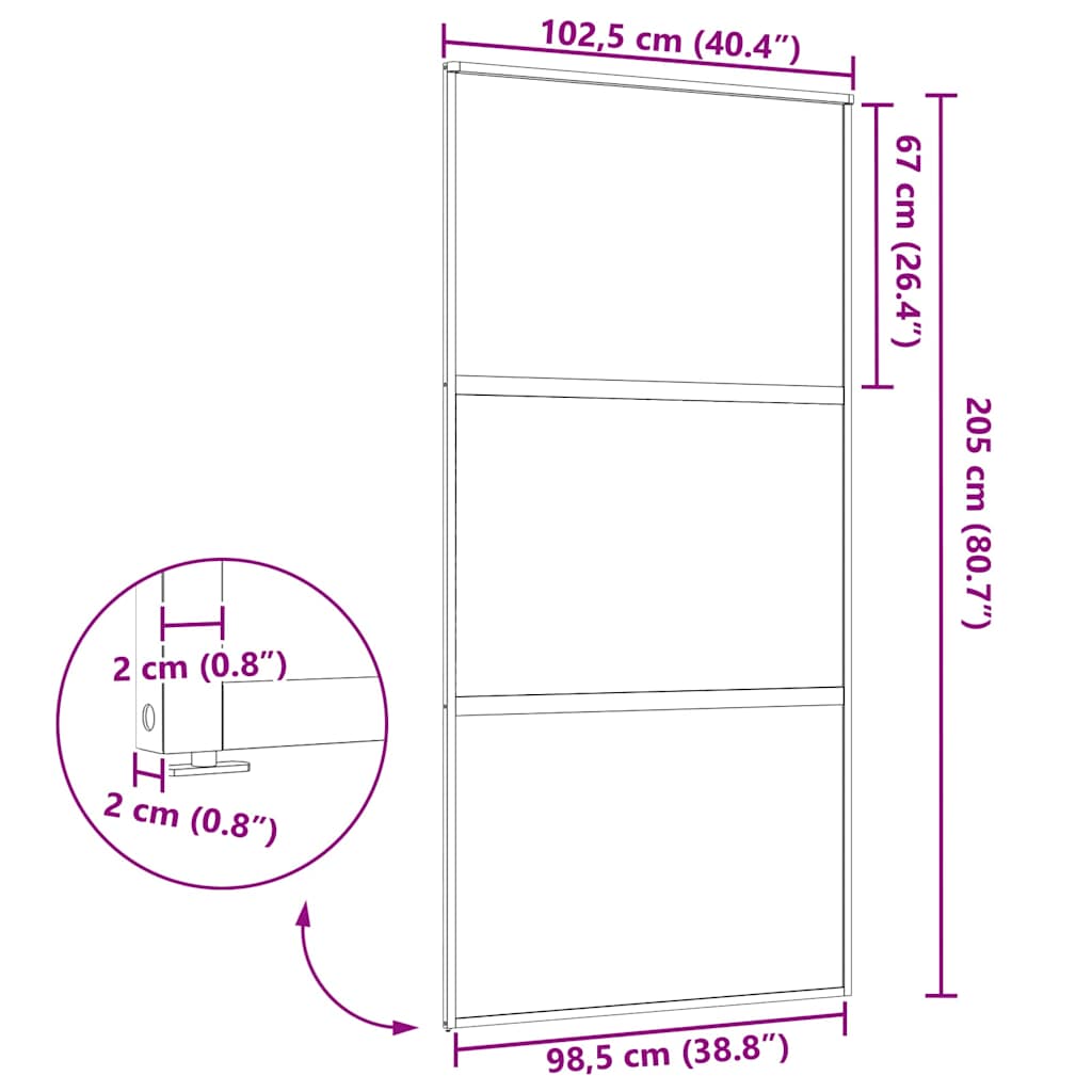 Staklena vrata Rezbarija Crna 102,5 x 2 x 205 cm Aluminij