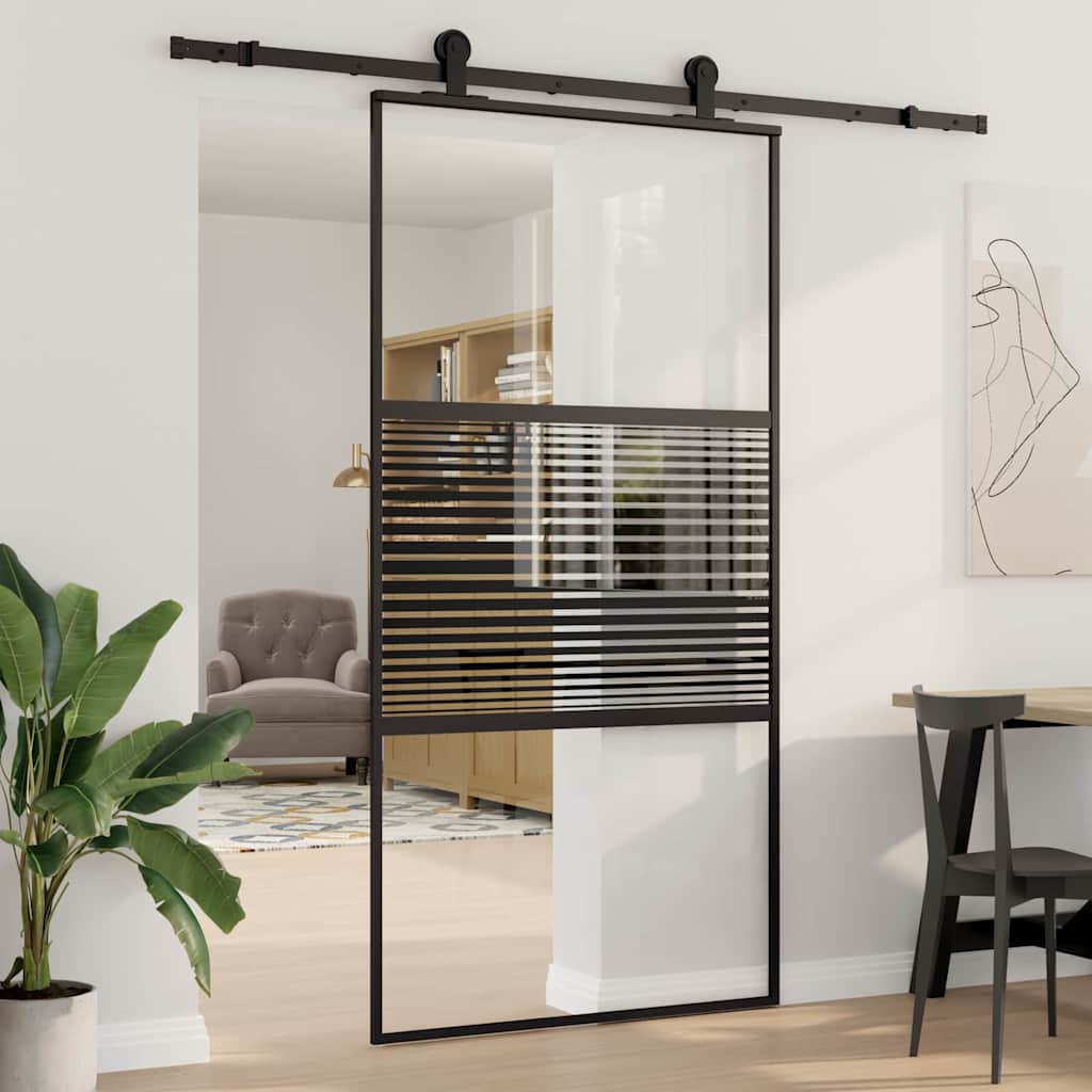 Staklena vrata Prugasti Crna 102,5 x 2 x 205 cm Aluminij
