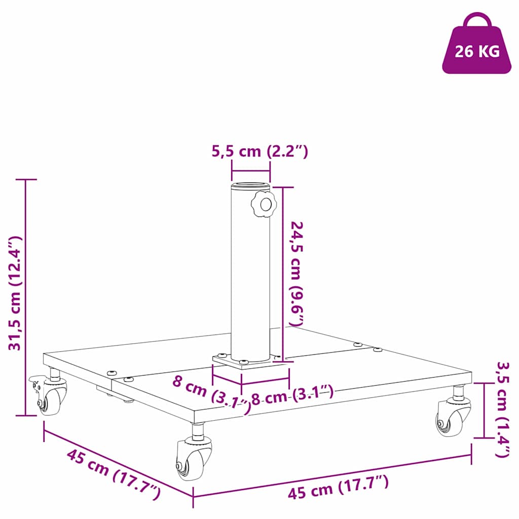 Baza za suncobran Tamno siva drvena izgled 45 x 45 x 31,5 cm