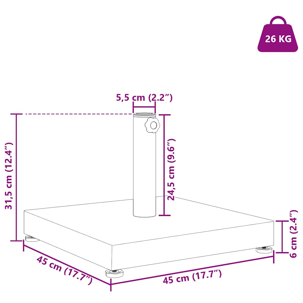 Baza za suncobran Tamno siva drvenasta 45 x 45 x 31,5 cm