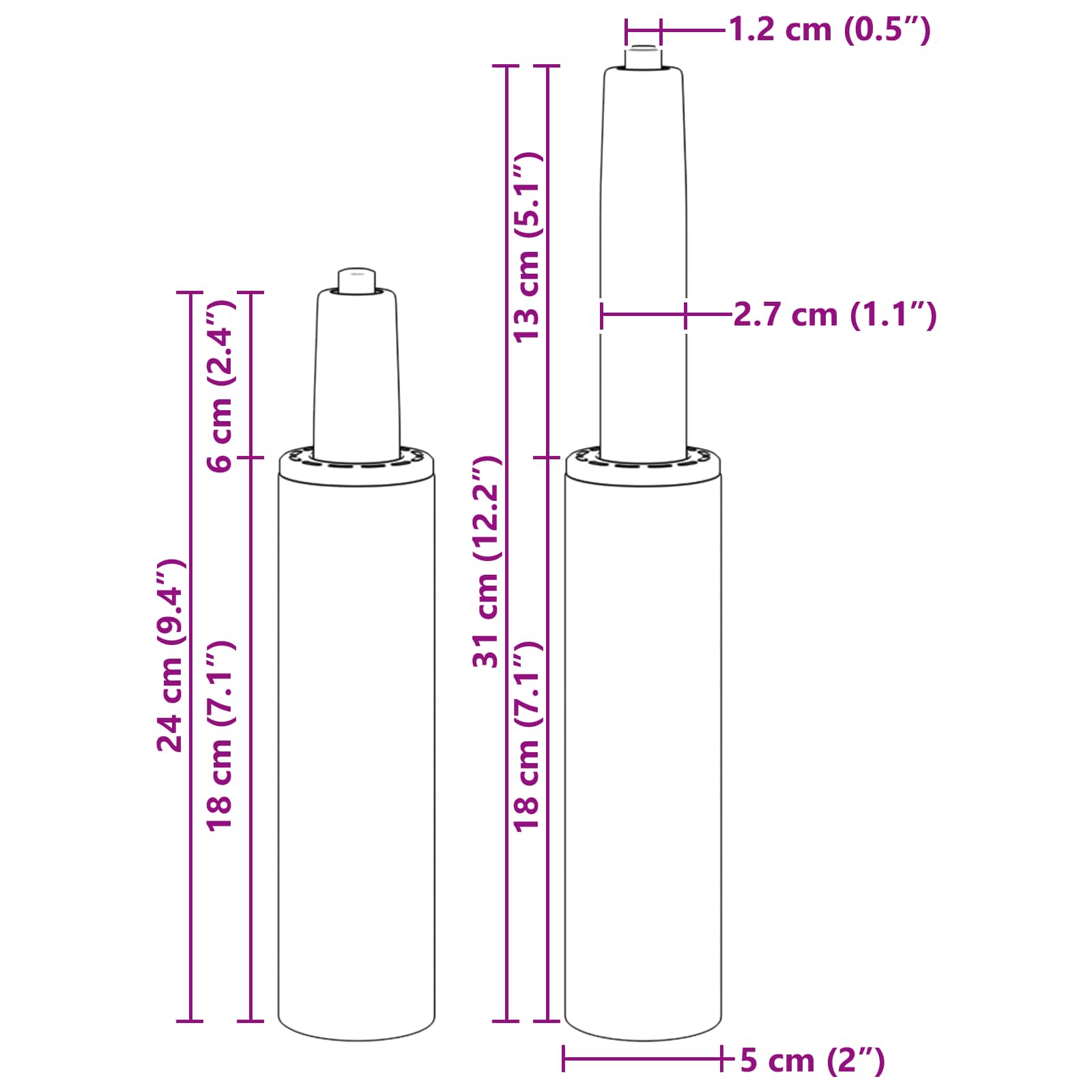 Plinski cilindar za uredsku stolicu Krom 239-309 mm Željezo