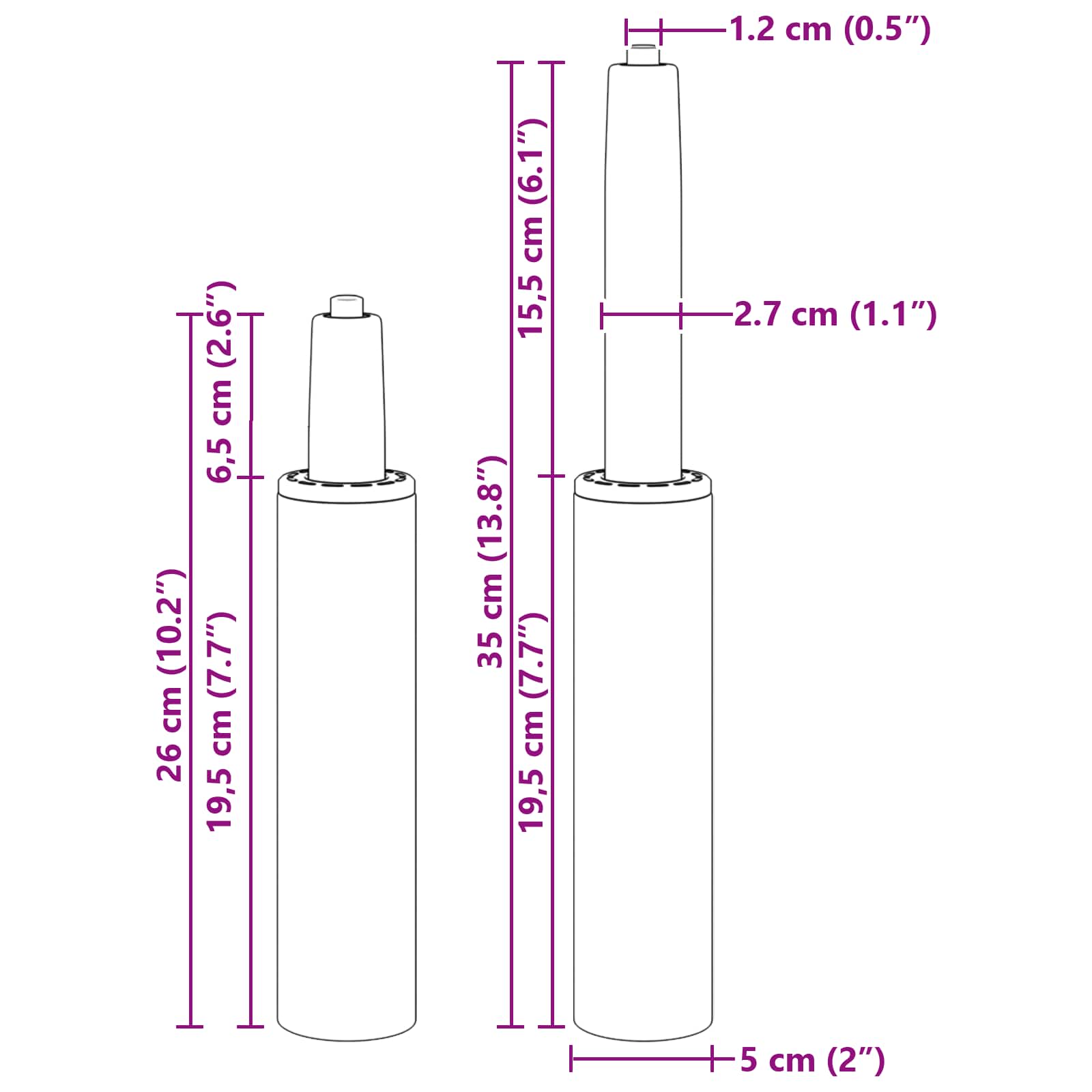 Plinski cilindar za uredsku stolicu Krom 261-351 mm Željezo