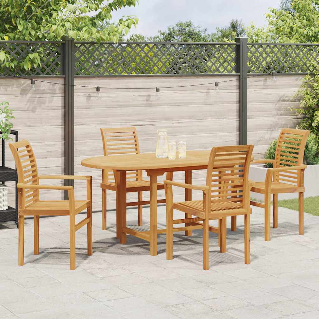 Vrtni set za objed 5 pcs Smeđa Čvrsto teak drvo