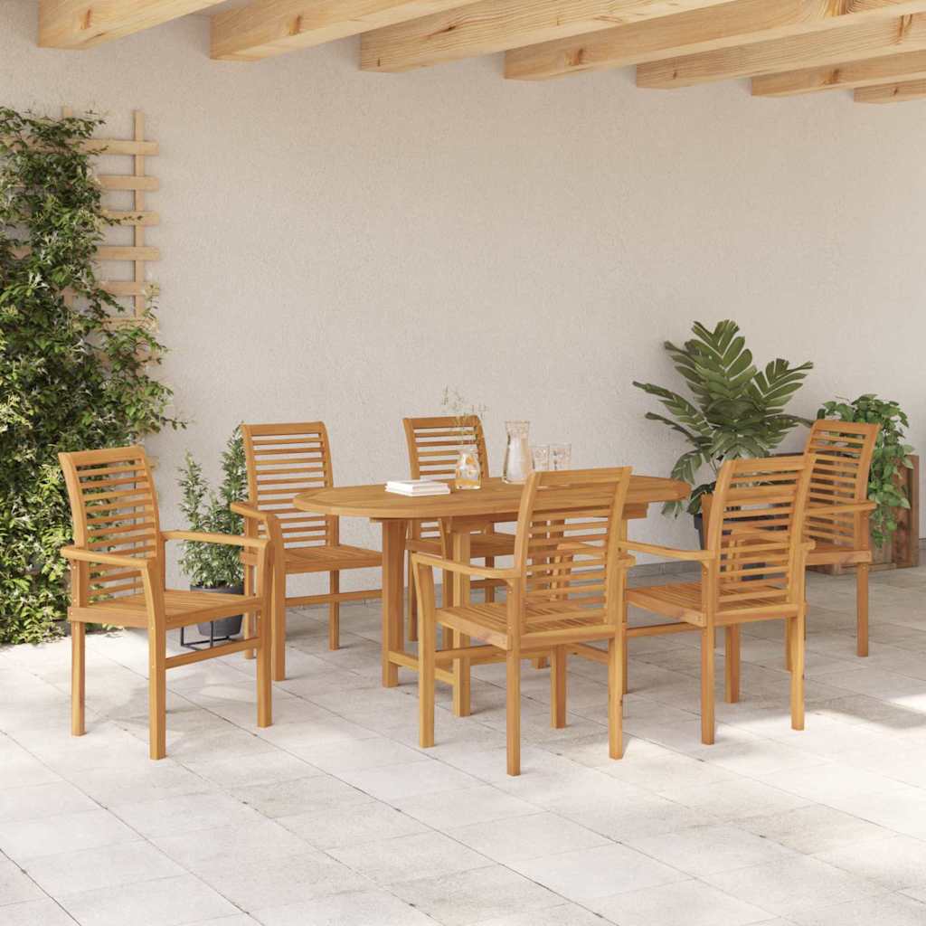 Vrtni set za objed 7 pcs Smeđa Čvrsto teak drvo