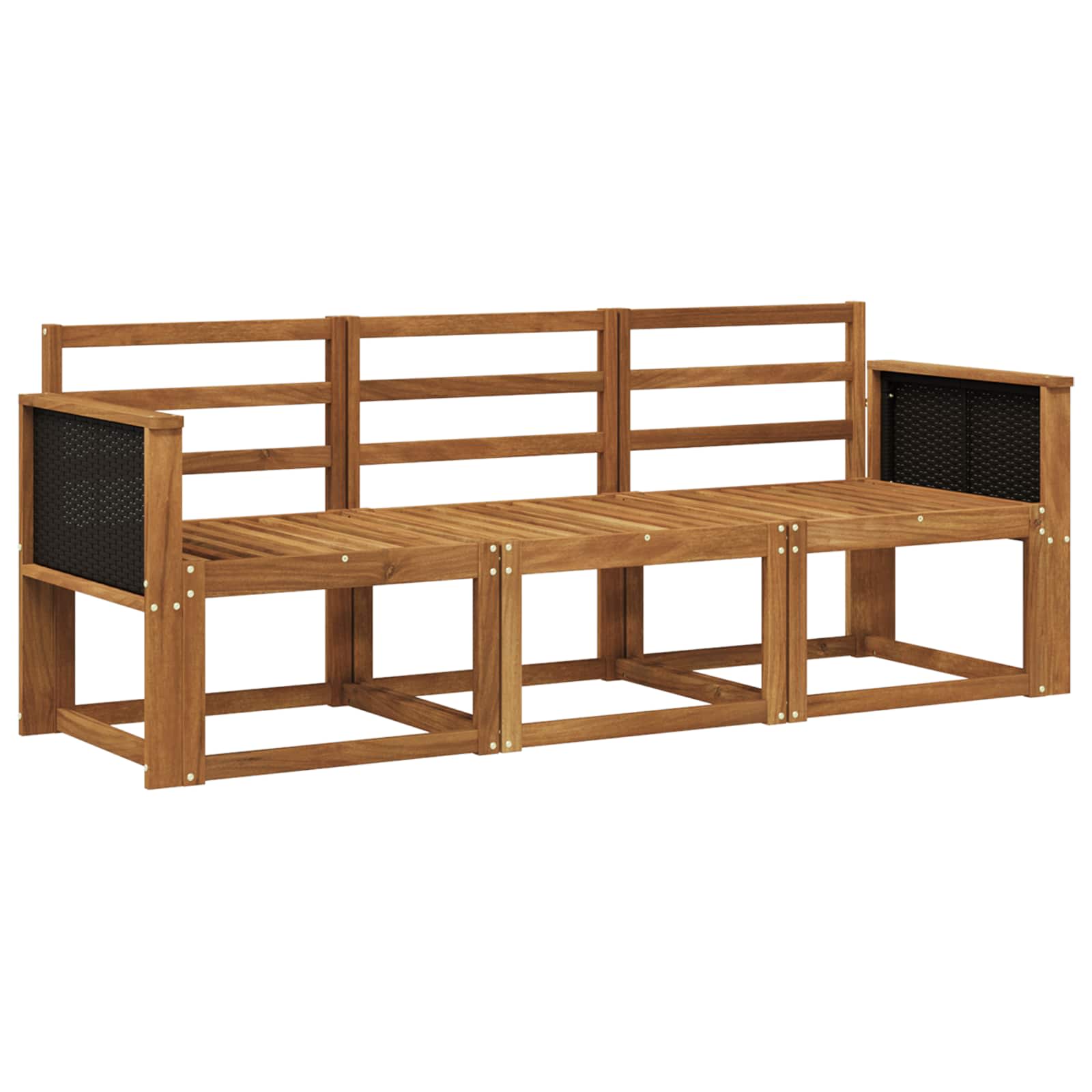 Set vanjskih sofa 3 pcs Prirodna Čvrsto drvo akacije