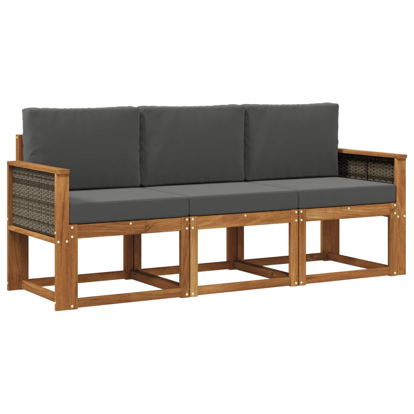 Set vanjskih sofa s jastukom 3 pcs Prirodna i antracit